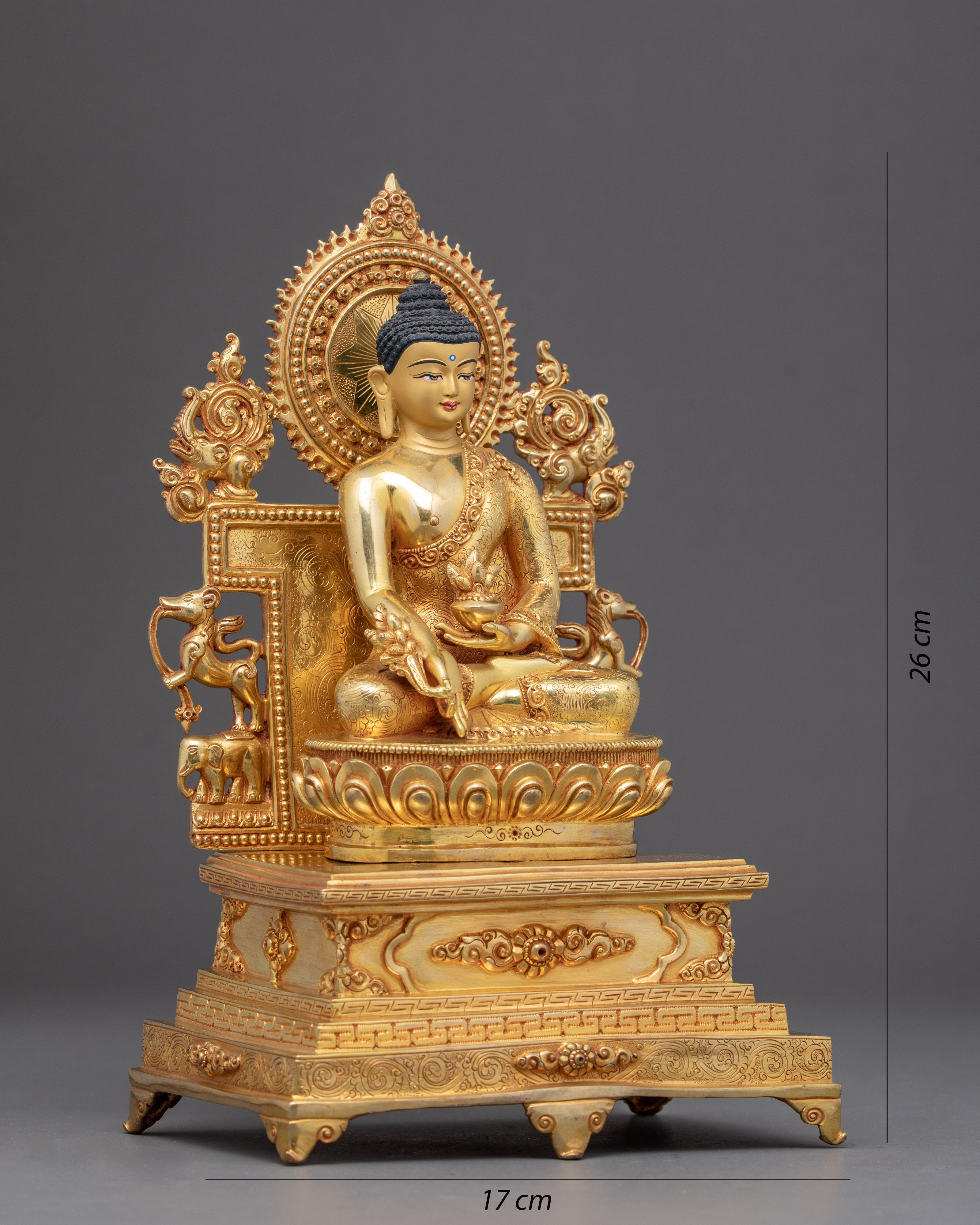 The Medicine Buddha Statue | Gold Gilded Buddhist Sculpture