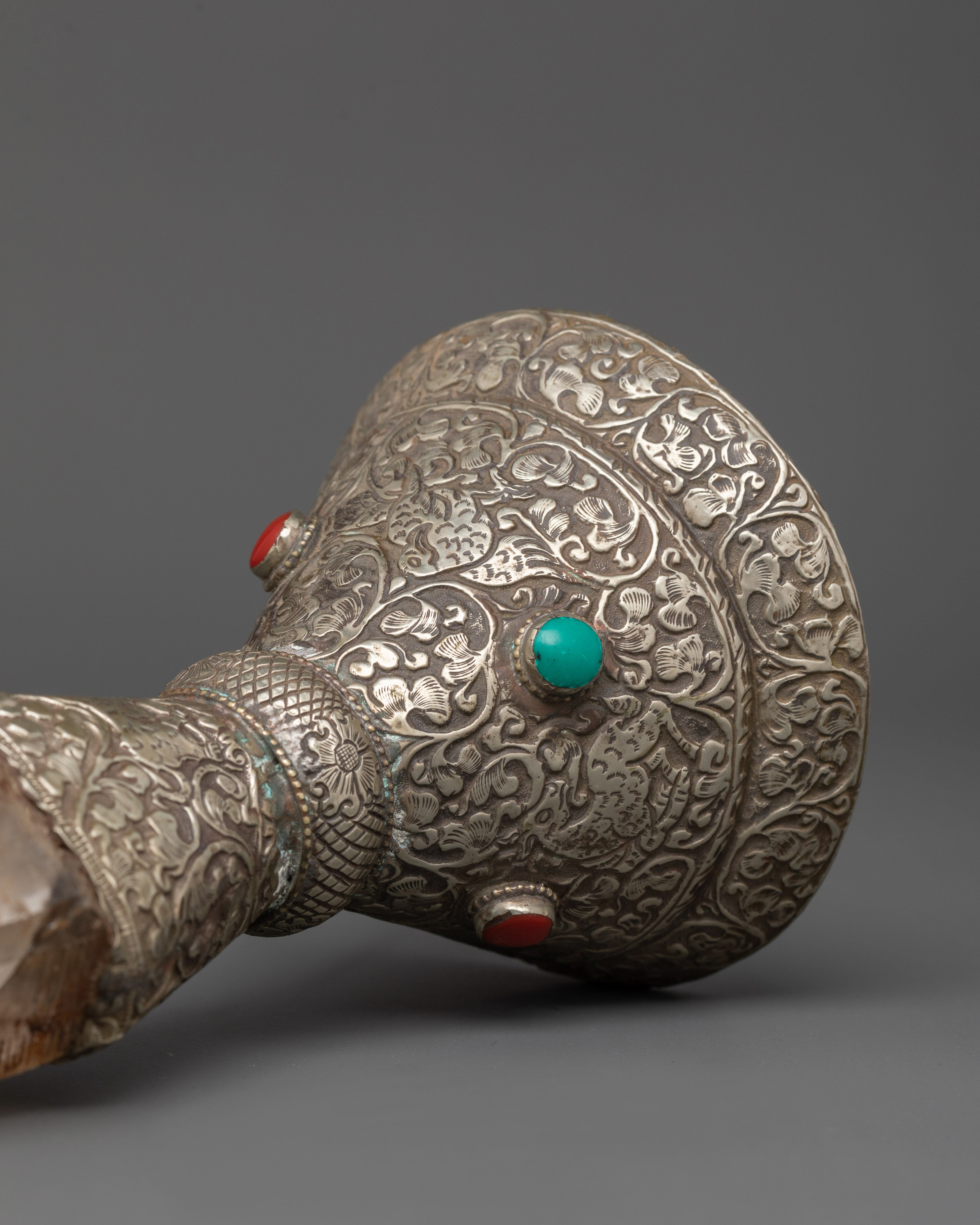Tibetan Ritual Stamp | Handcrafted Spiritual Seal with Gemstones and Crystal Tip