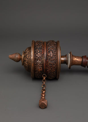 Wooden Handle Tibetan  Prayer Wheel | Sacred Buddhist Mantra Spinner