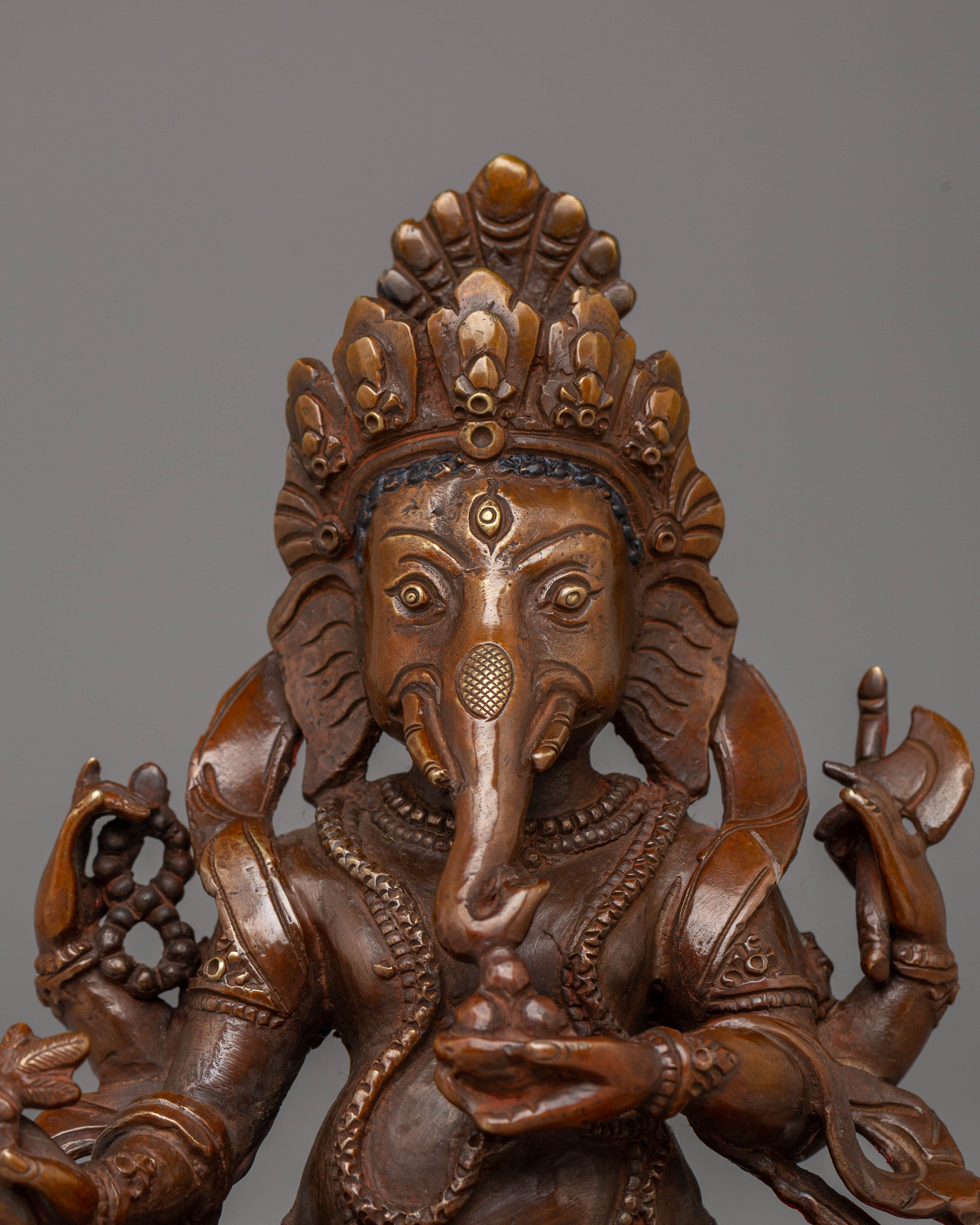 Statue of Hindu Lord Ganesha | Sacred Copper & Acrylic Ganesha Sculpture