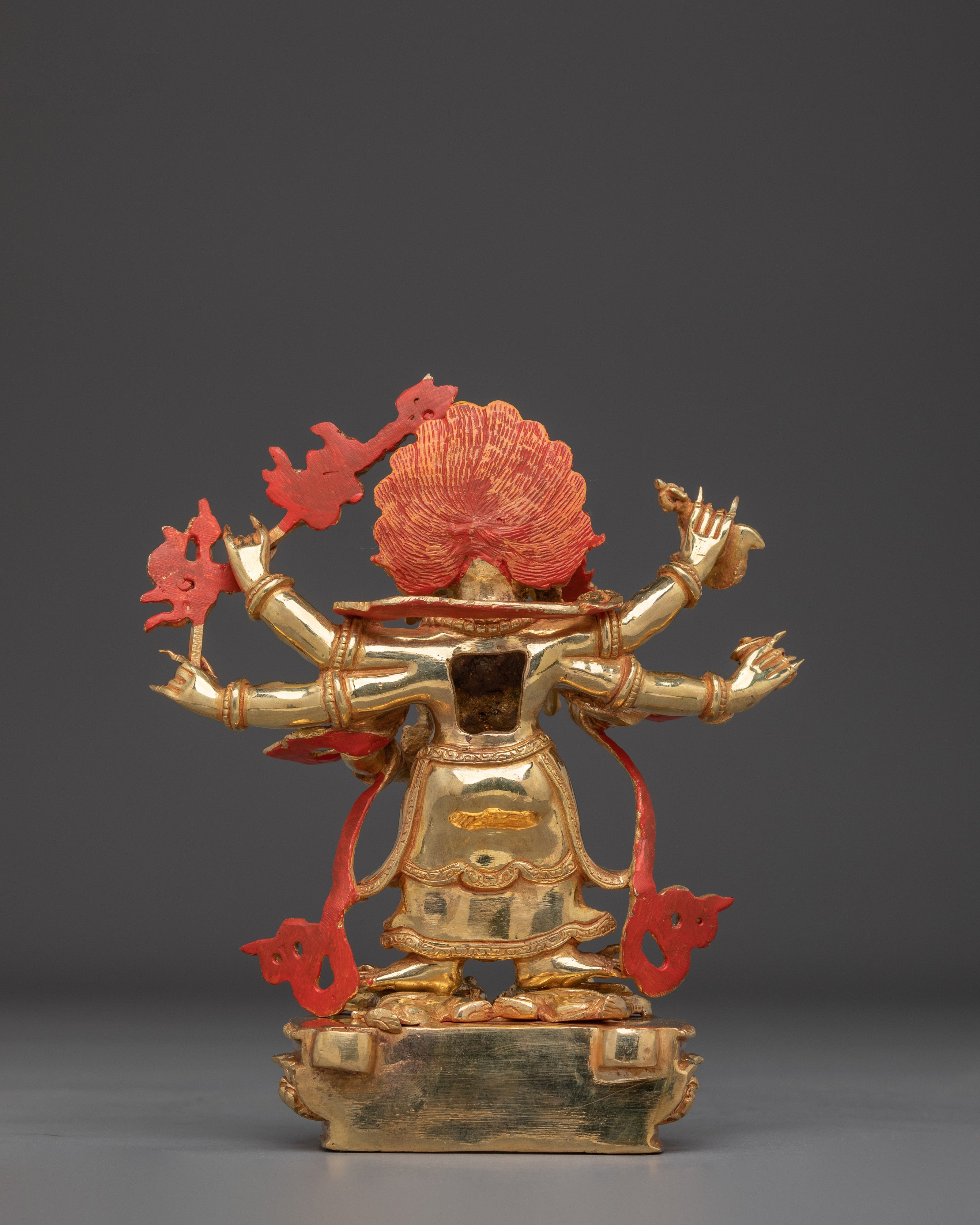 White Mahakala Gold Gilded Statue | Fierce Protector and Symbol of Purification