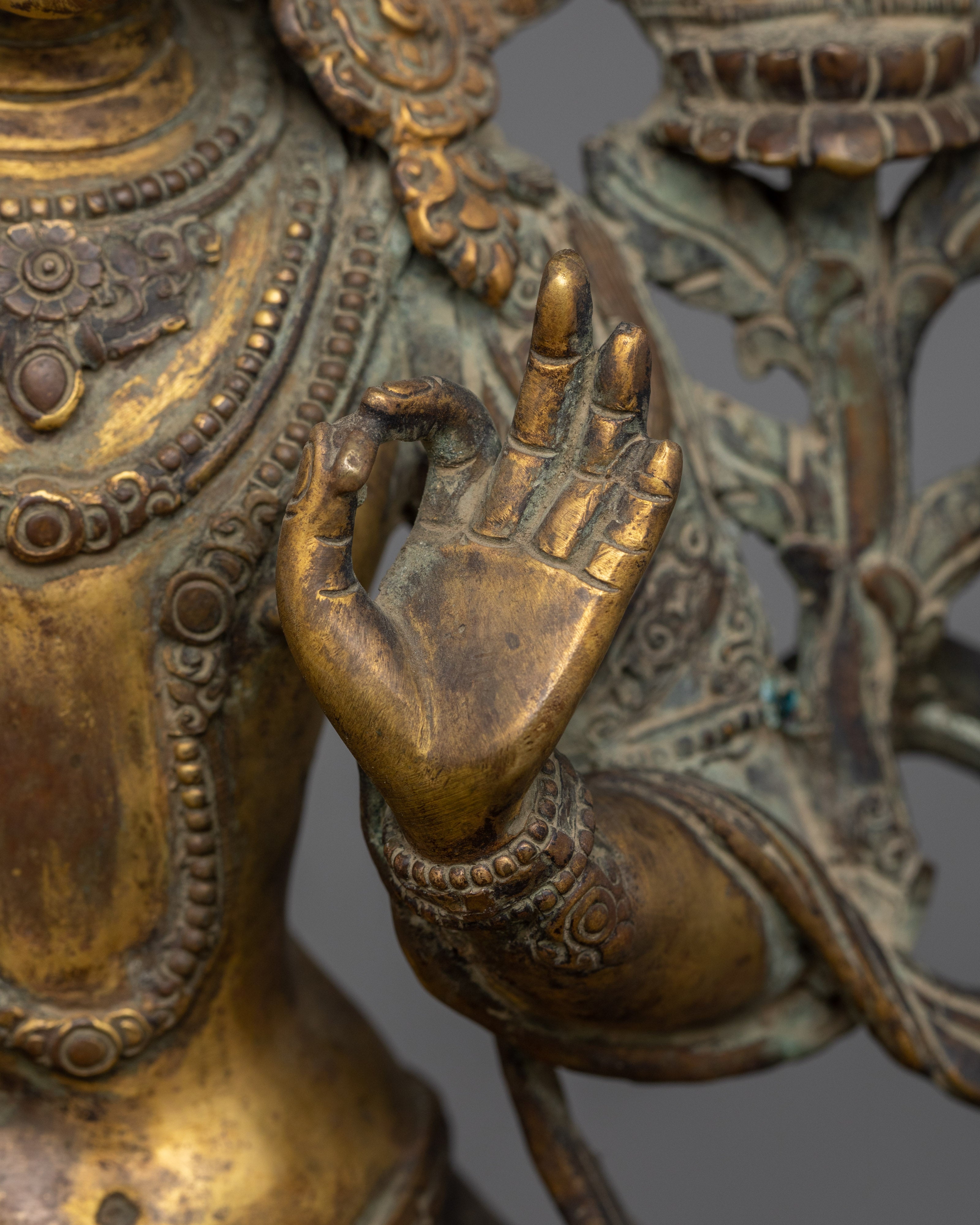 Handcrafted Antique Finish Manjushri Statue | Bodhisattva Wisdom Deity