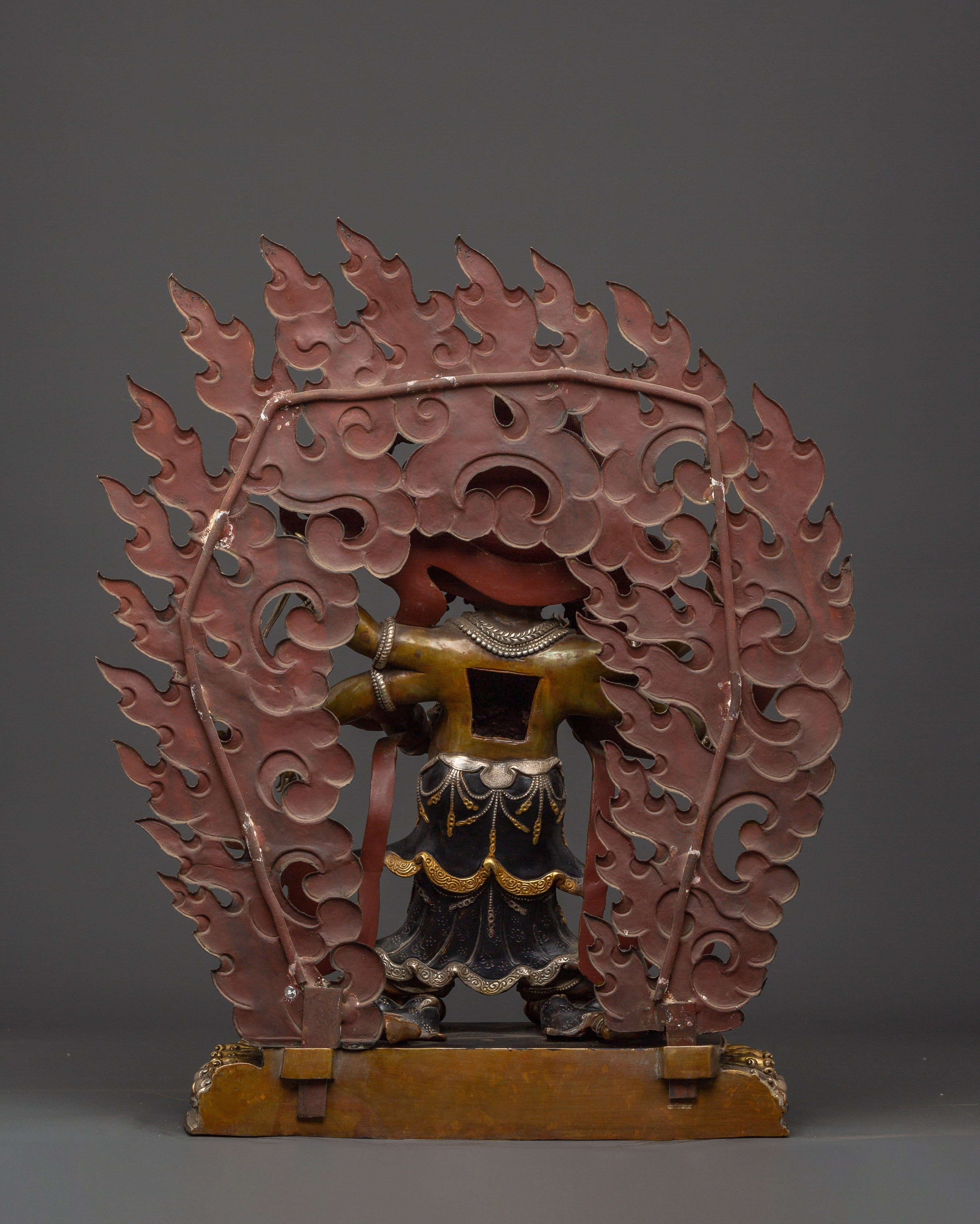 White Mahakala Wrathful Form – Tibetan Protector Deity Statue