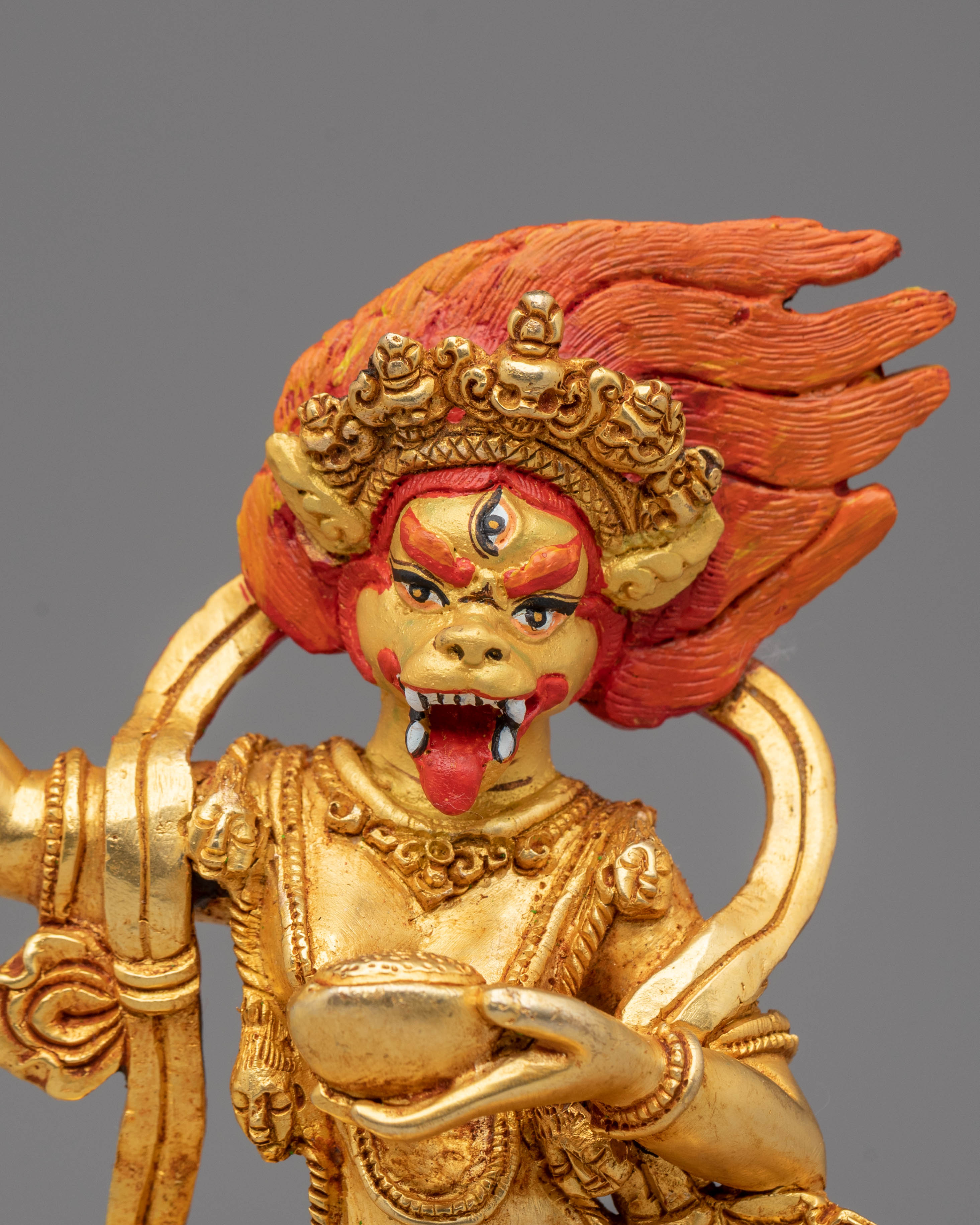 Handcrafted Simhamukha Buddhist Statue | Sacred Simhamukha Statue for Spiritual Practice