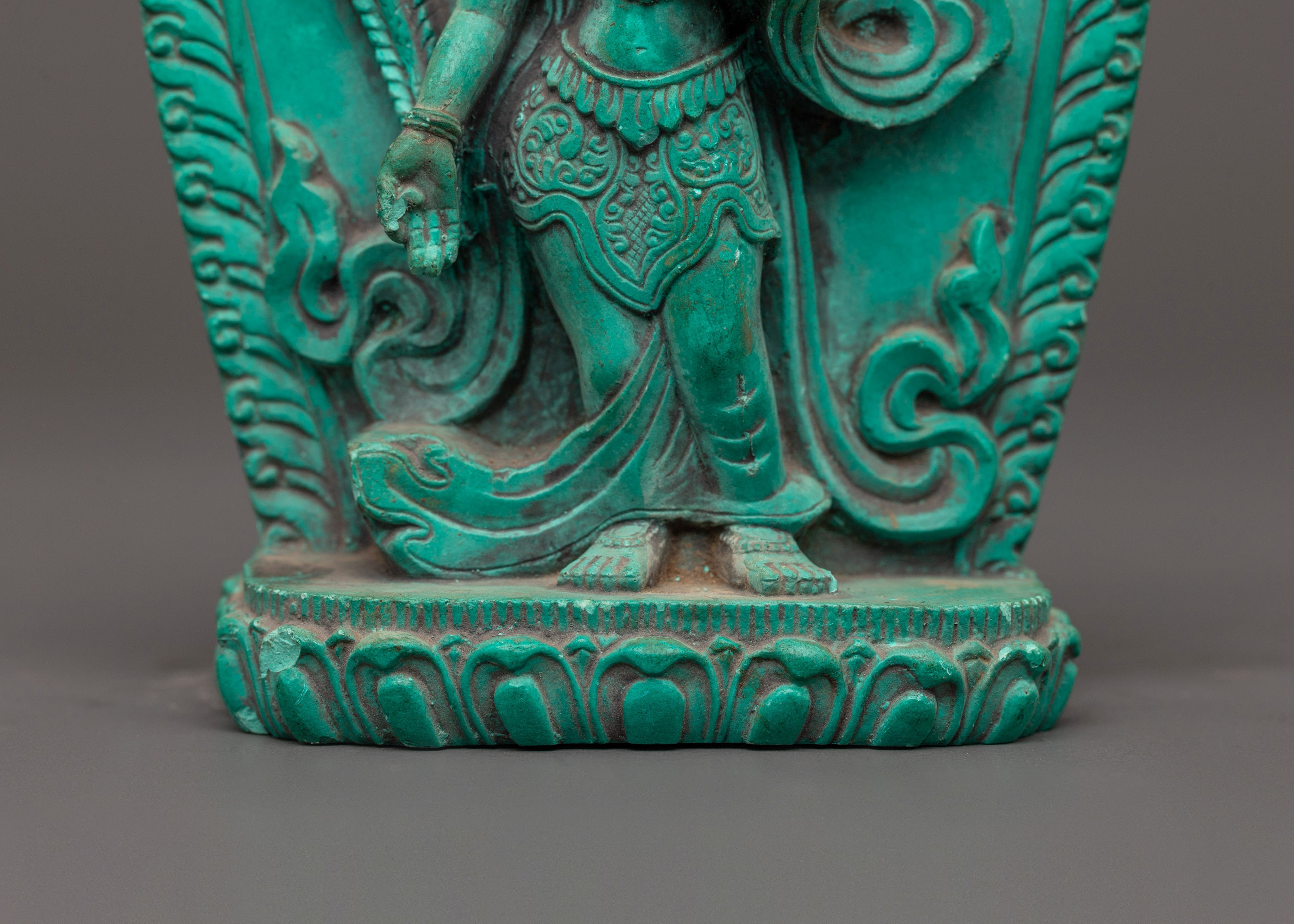 Sacred Green Tara Figure | Turquoise Tibetan Buddhist Statue