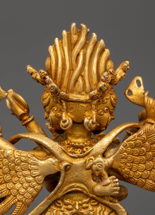Gold Plated Hayagriva Statue | Copper Tantric Guardian for Protection