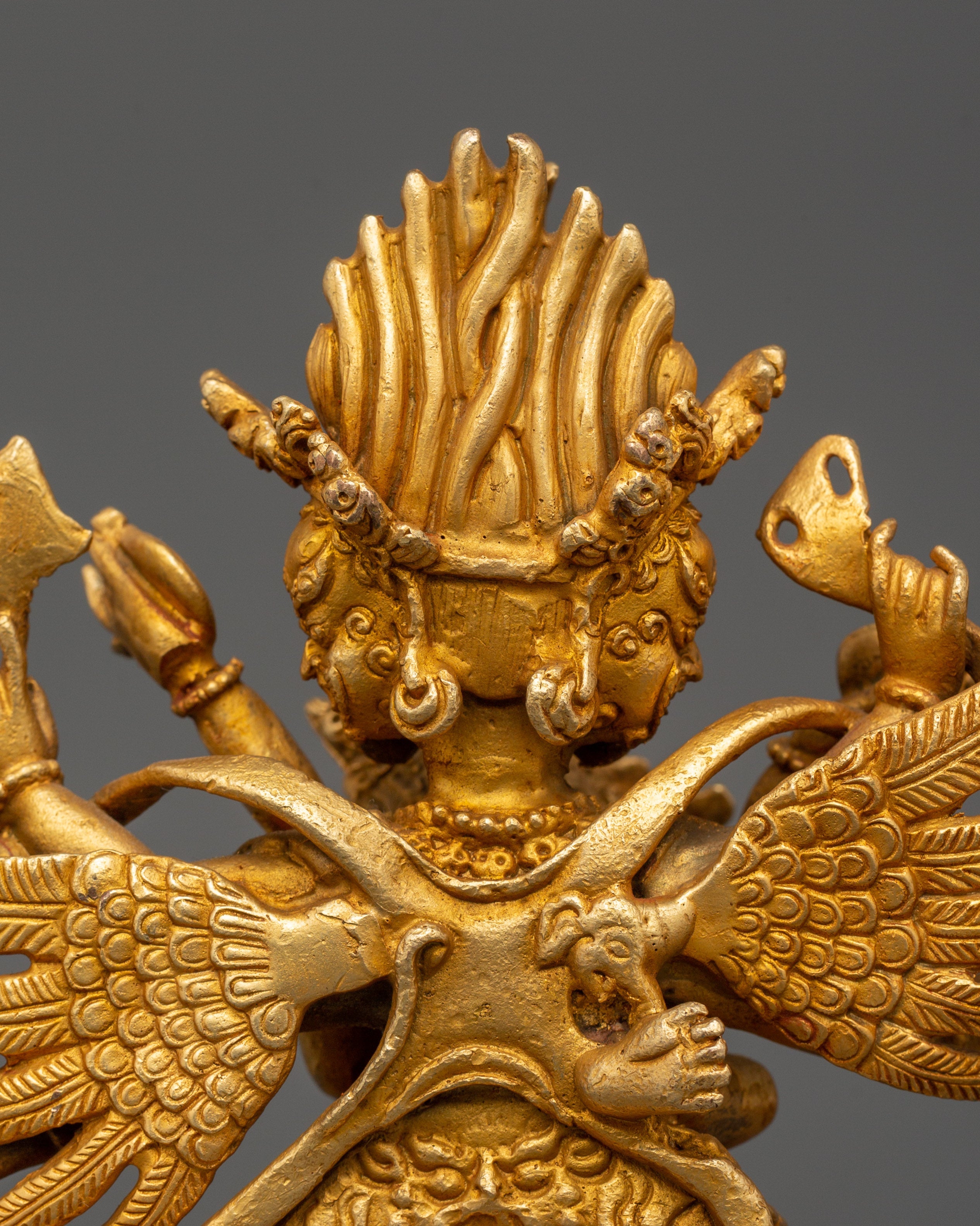 Gold Plated Hayagriva Statue | Copper Tantric Guardian for Protection