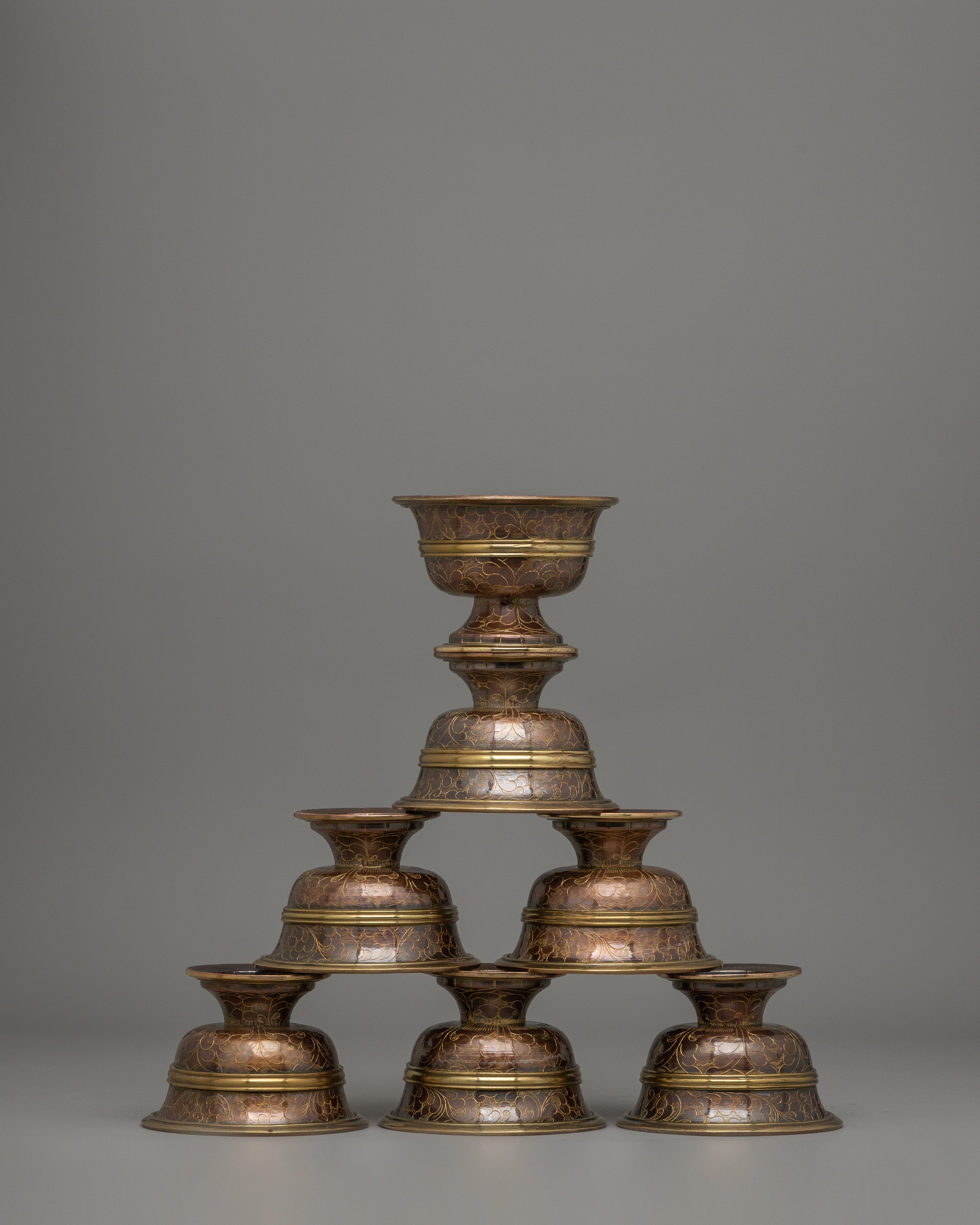 Tibetan Offering Water Bowl Set | Altar, Meditation & Sacred Ritual Offerings