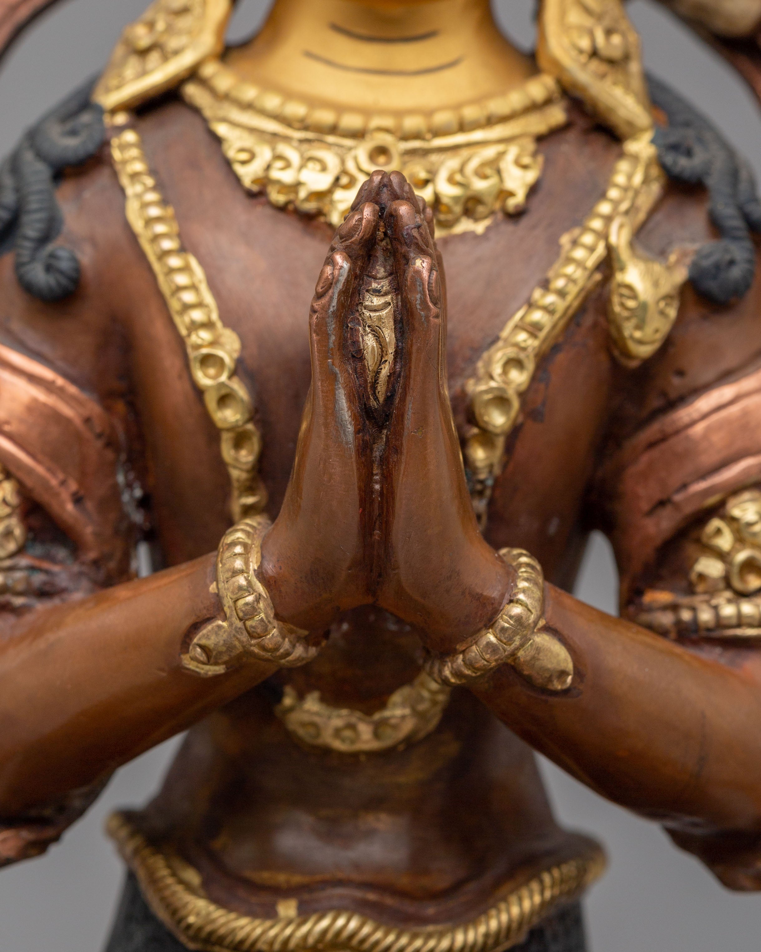 Chenresig Copper Handmade Statue | Traditional Tibetan Artwork