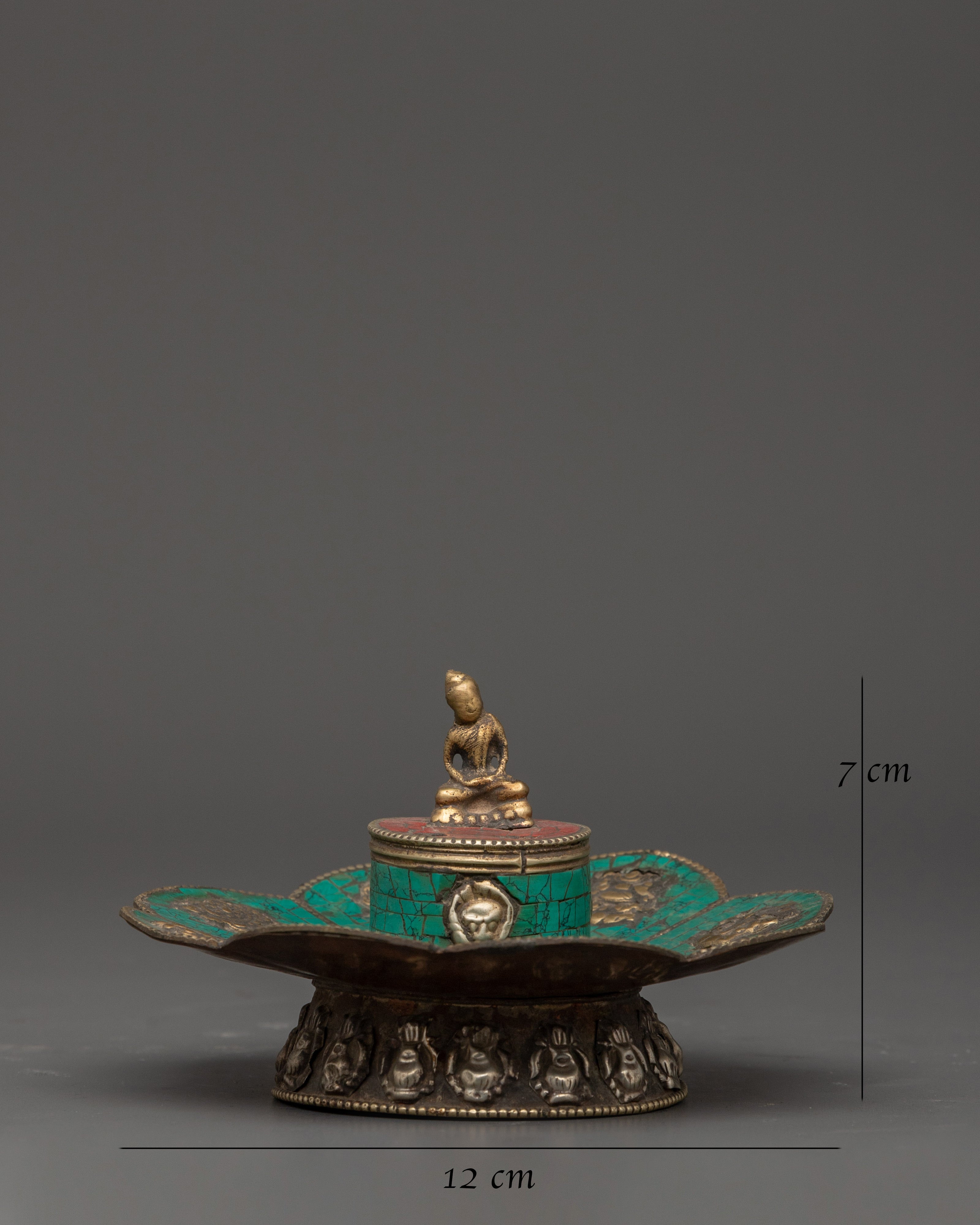 Lotus Design Incense Holder with Buddha Statue | Meditation Altar & Home Decor