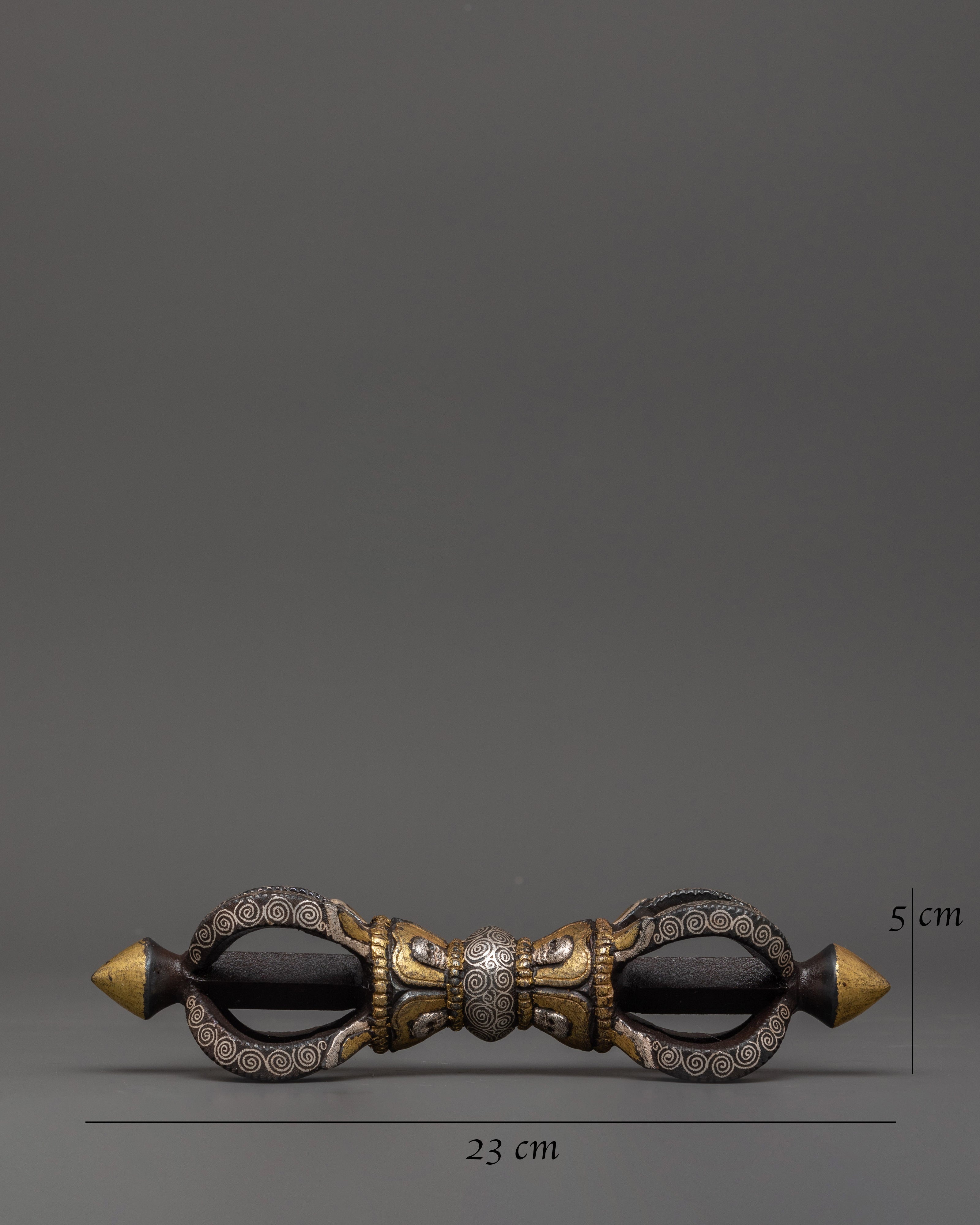 Iron Vajra with Silver & Brass Inlay | Handcrafted Tibetan Ritual Dorje