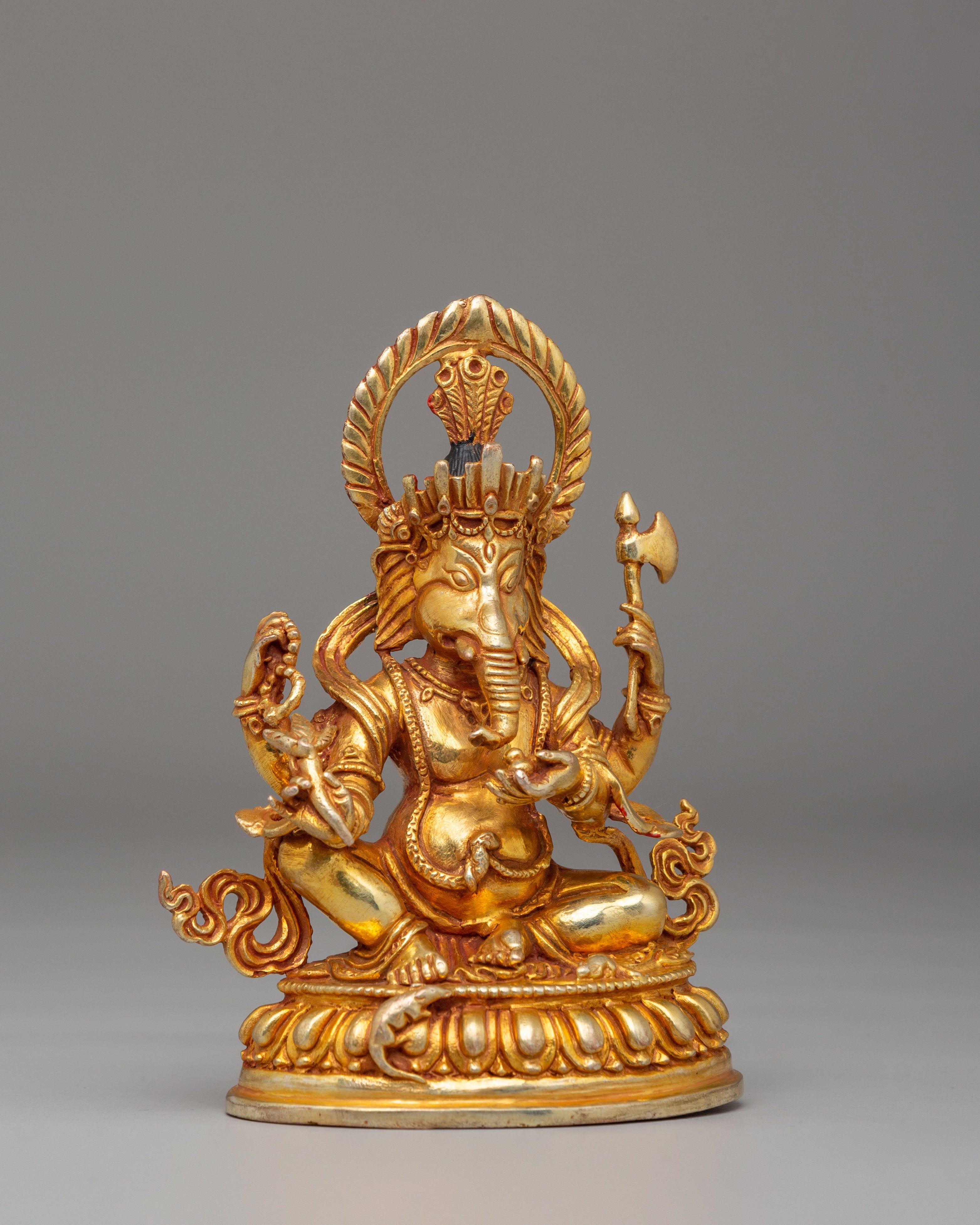 Sacred Ganesha Statue | 24K Gold Plated Copper Body