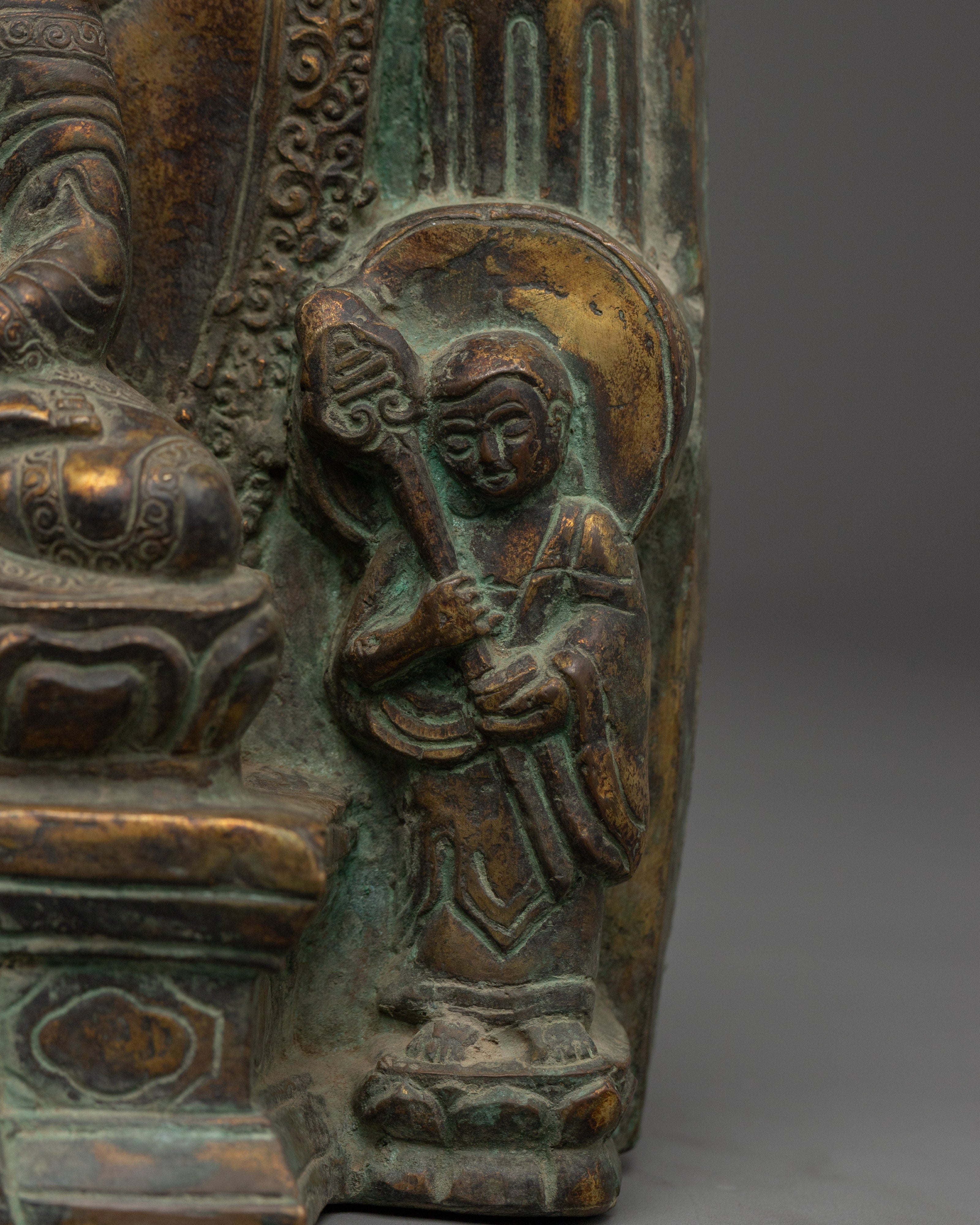 Figurine of Shakyamuni Buddha on Throne | Copper Sculpture