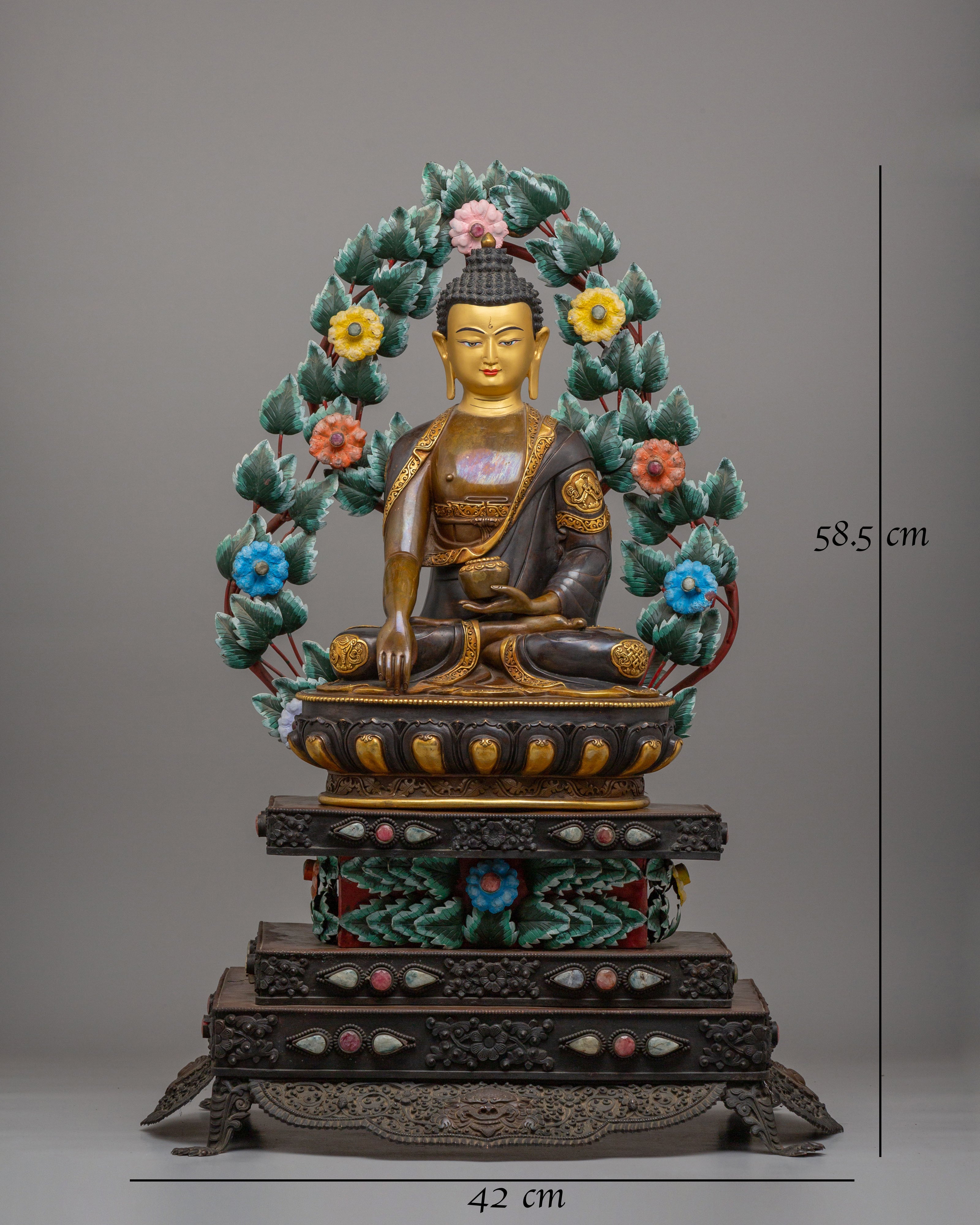 Tibetan Shakyamuni Buddha Throne Sculpture | Symbol of Peace and Enlightenment