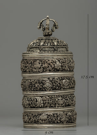 Silver-Plated Rice Carry Pot  | Symbol of Prosperity & Abundance