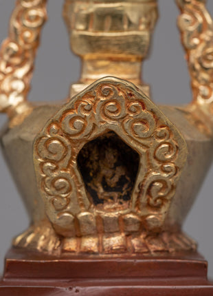 Gold-Plated Tibetan Stupa with Bronze Accents | Meditation and Spiritual Spaces