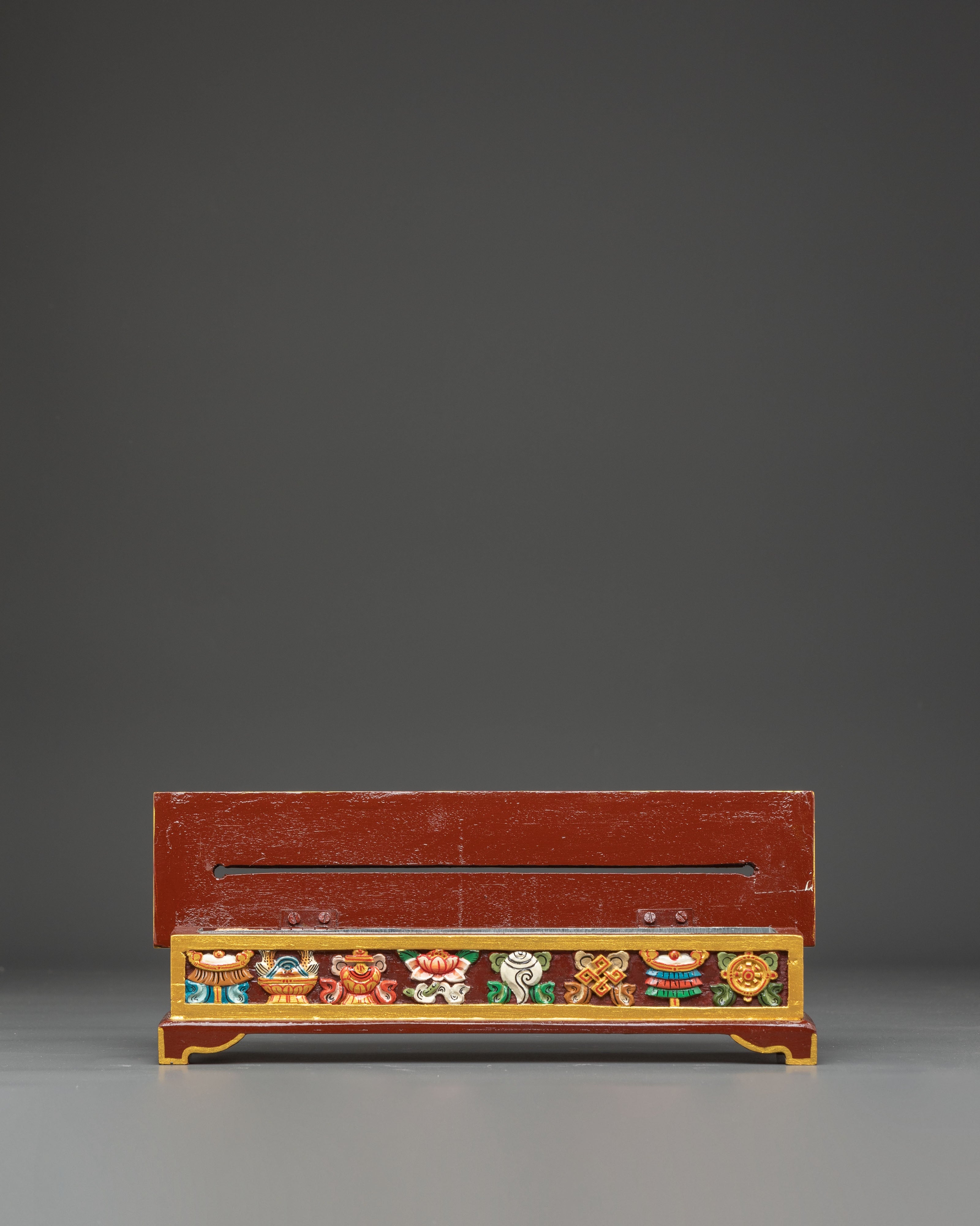 Traditional Wooden Incense Burner with 8 Auspicious Symbols