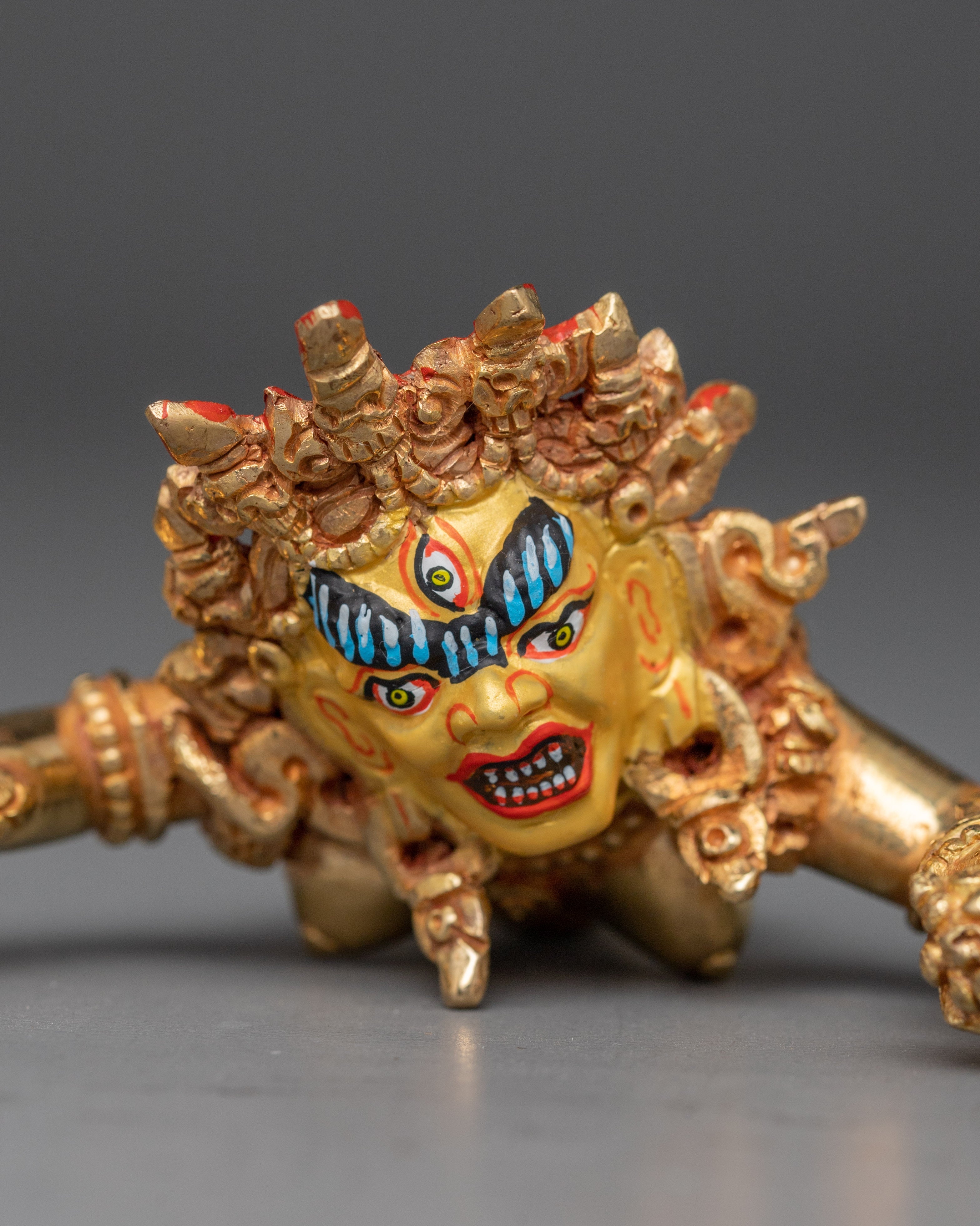 Yamantaka statue in 24K Gold Gilded | Tibetan Protector Deity Sculpture