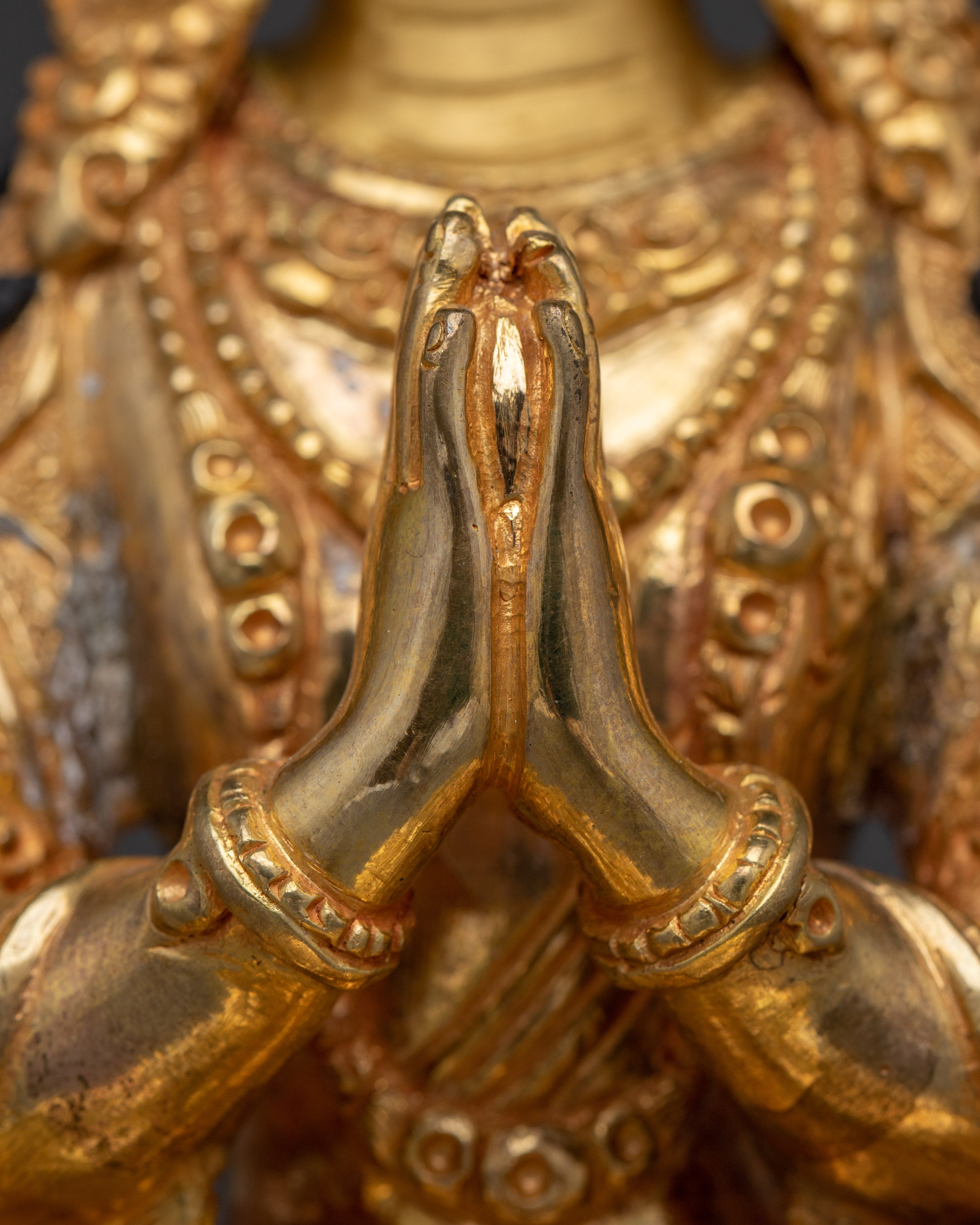 Handmade Gold Gilded Chenrezig Art | Tibetan Bodhisattva of Compassion