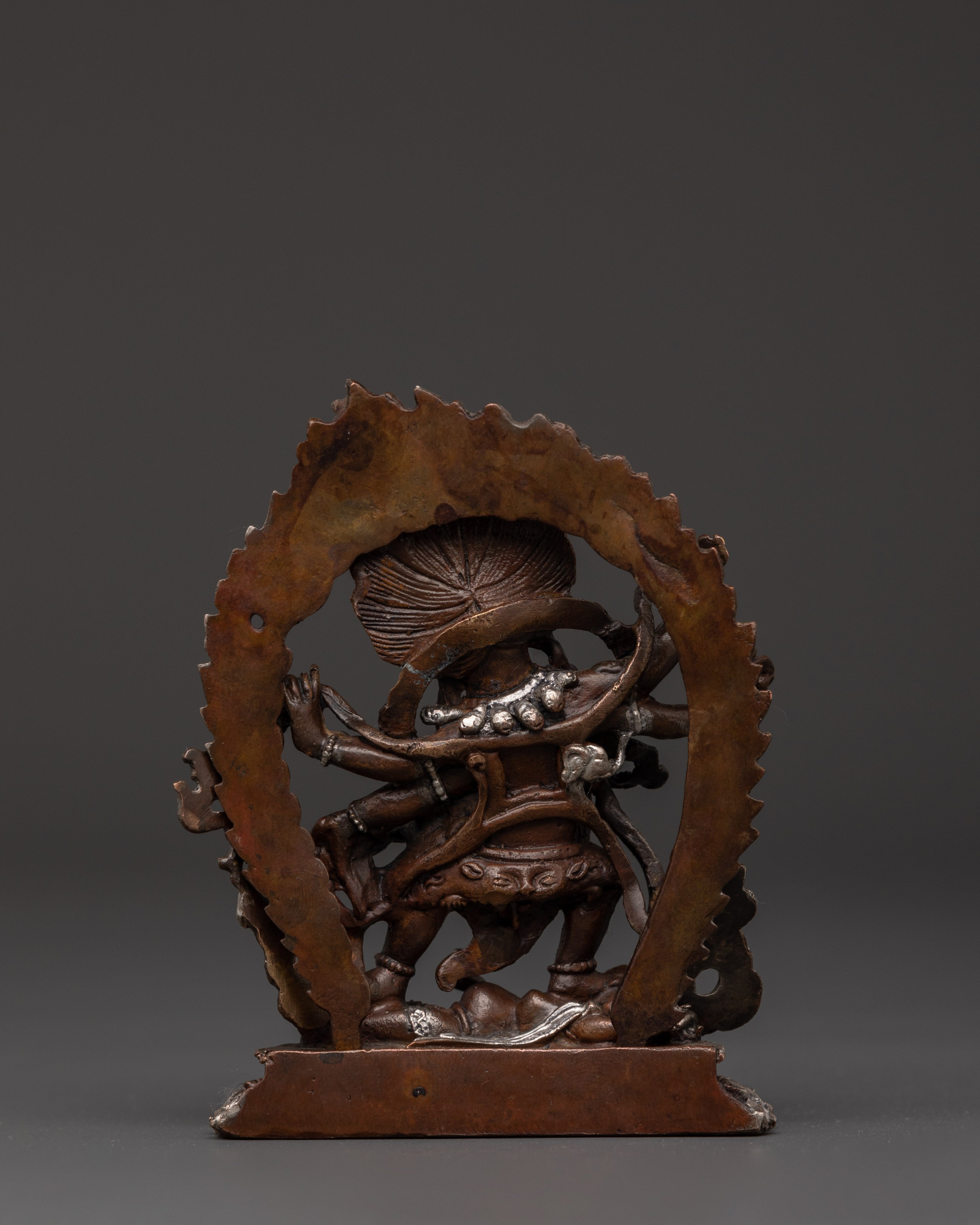 Oxidized Copper Six-Armed Mahakala Statue | Tibetan Fierce Protector