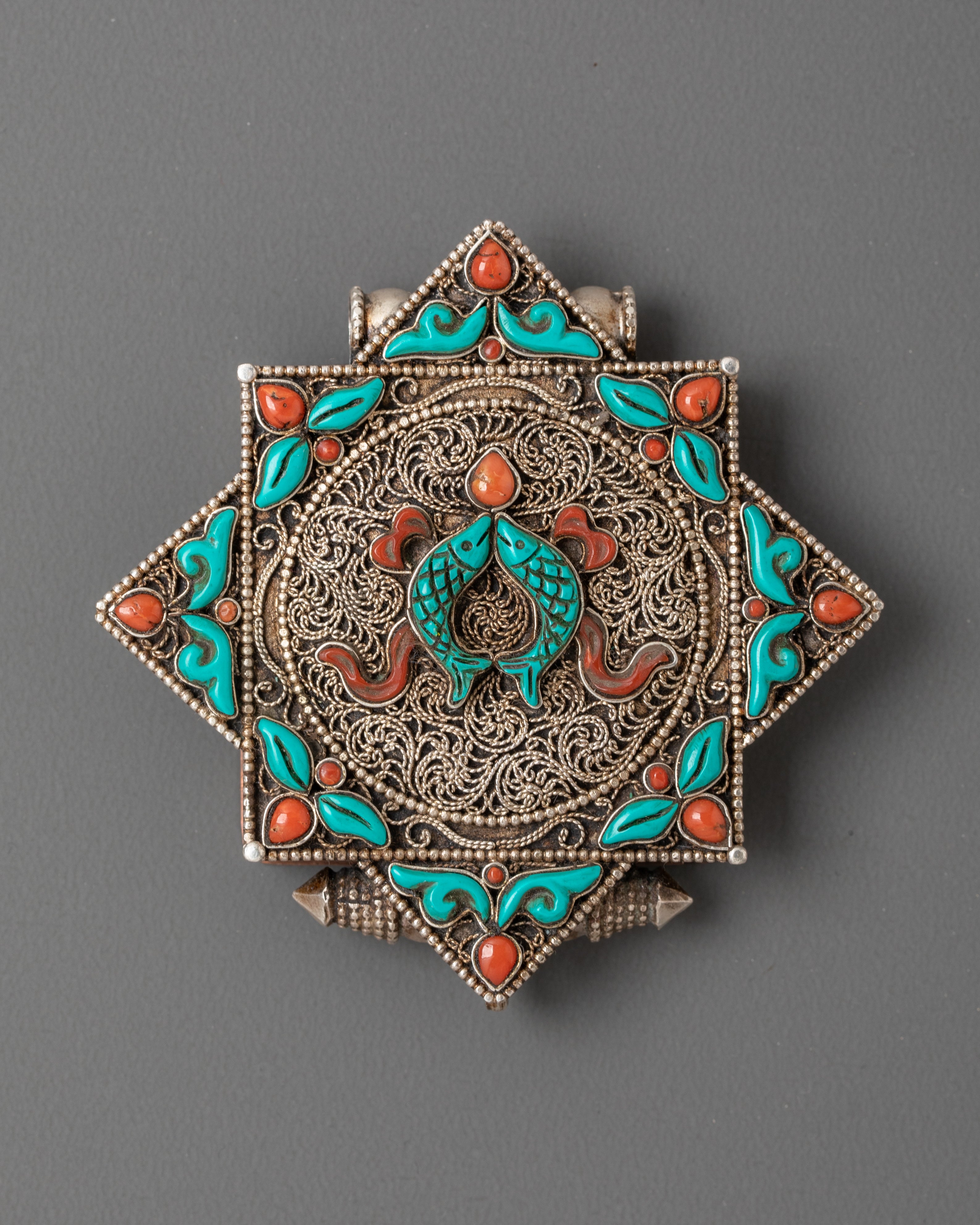 Spiritual Ghau Box Locket with Semi Precious Stones
