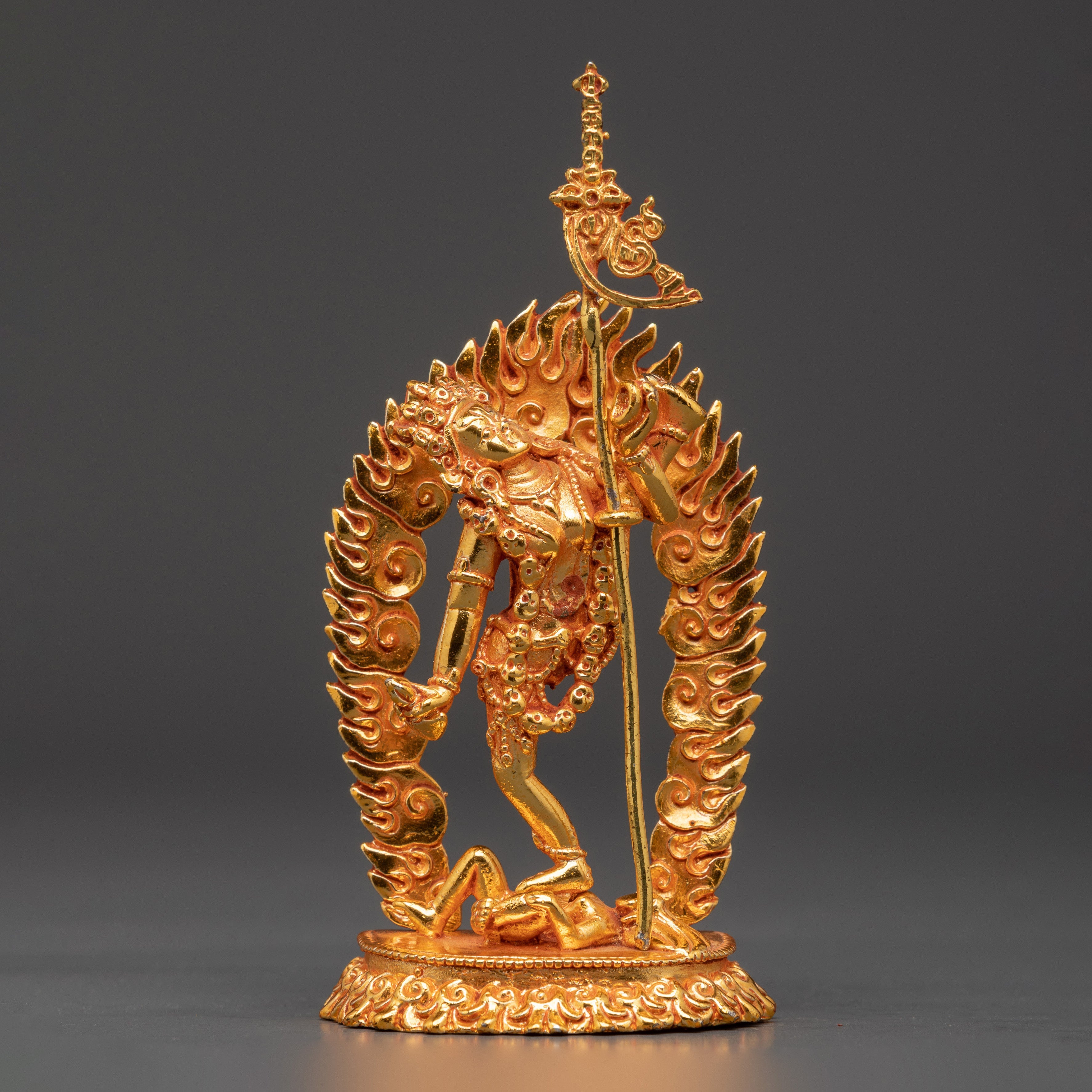Vajrayogini Copper Sculpture | Handcrafted Gold-Plated Tibetan Goddess Statue