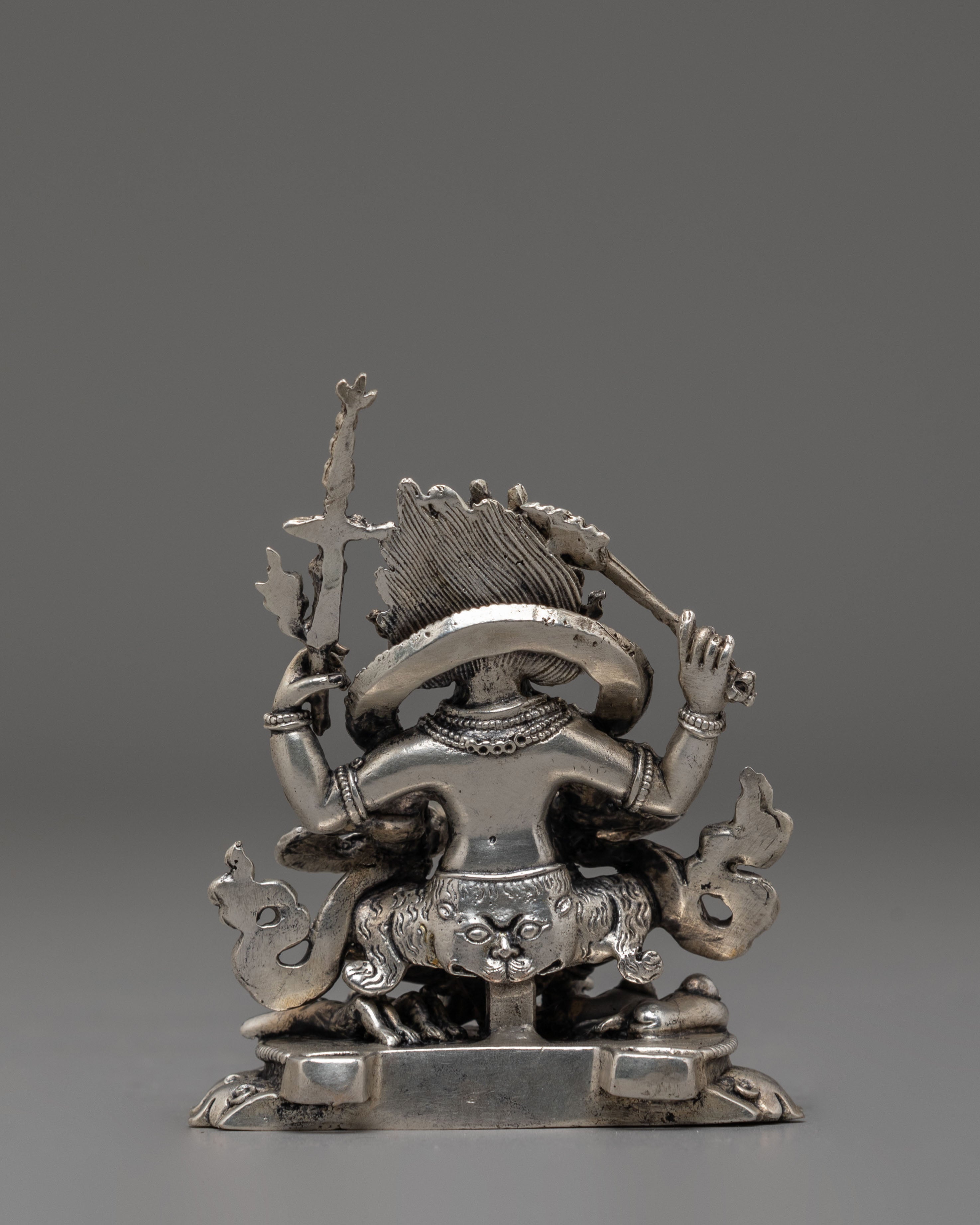 Silver Plated Mahakala Statue | Protector Deity in Tibetan Buddhism