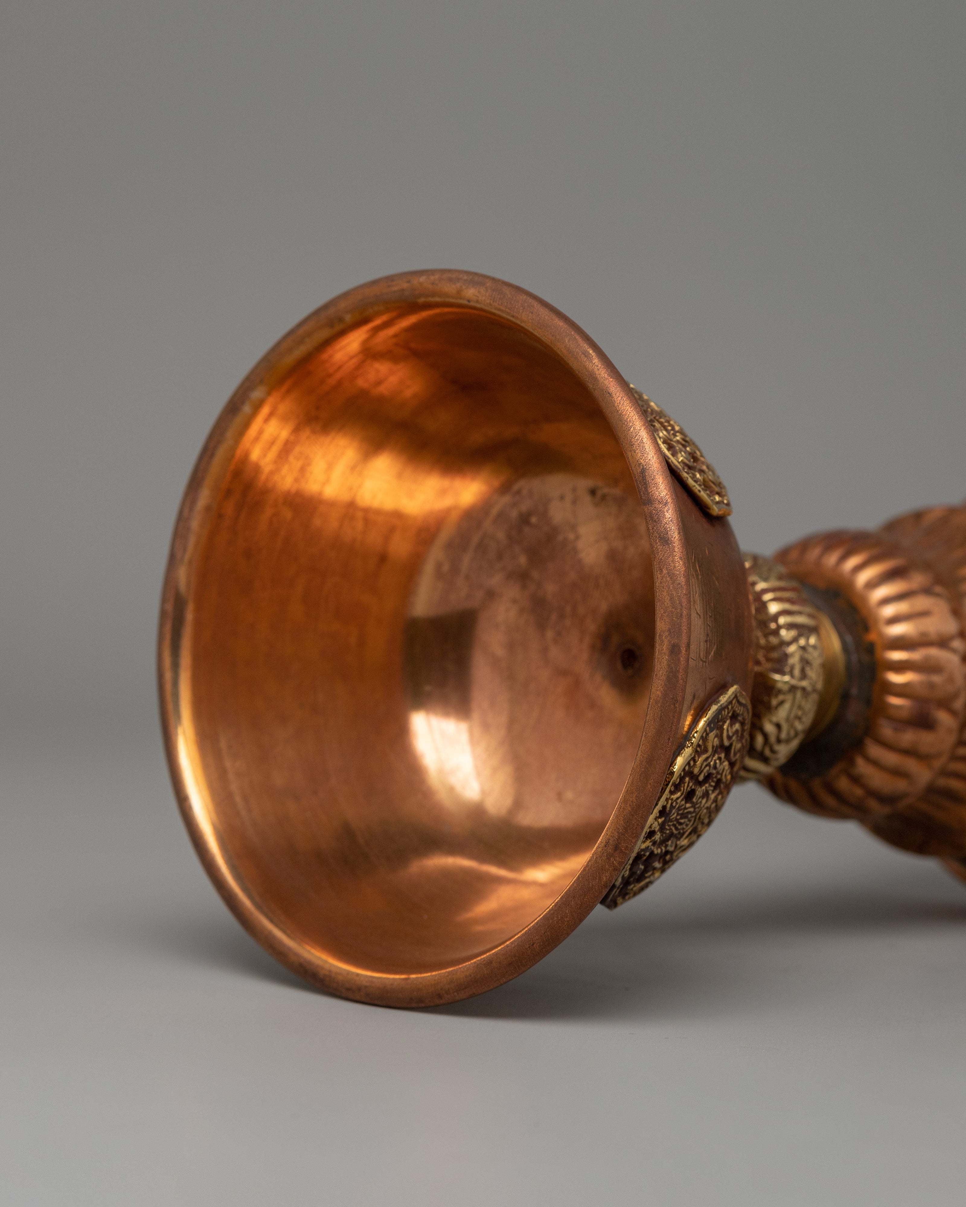 Tibetan Altar Butter Lamp Vessel | Traditional Copper Offering Lamp