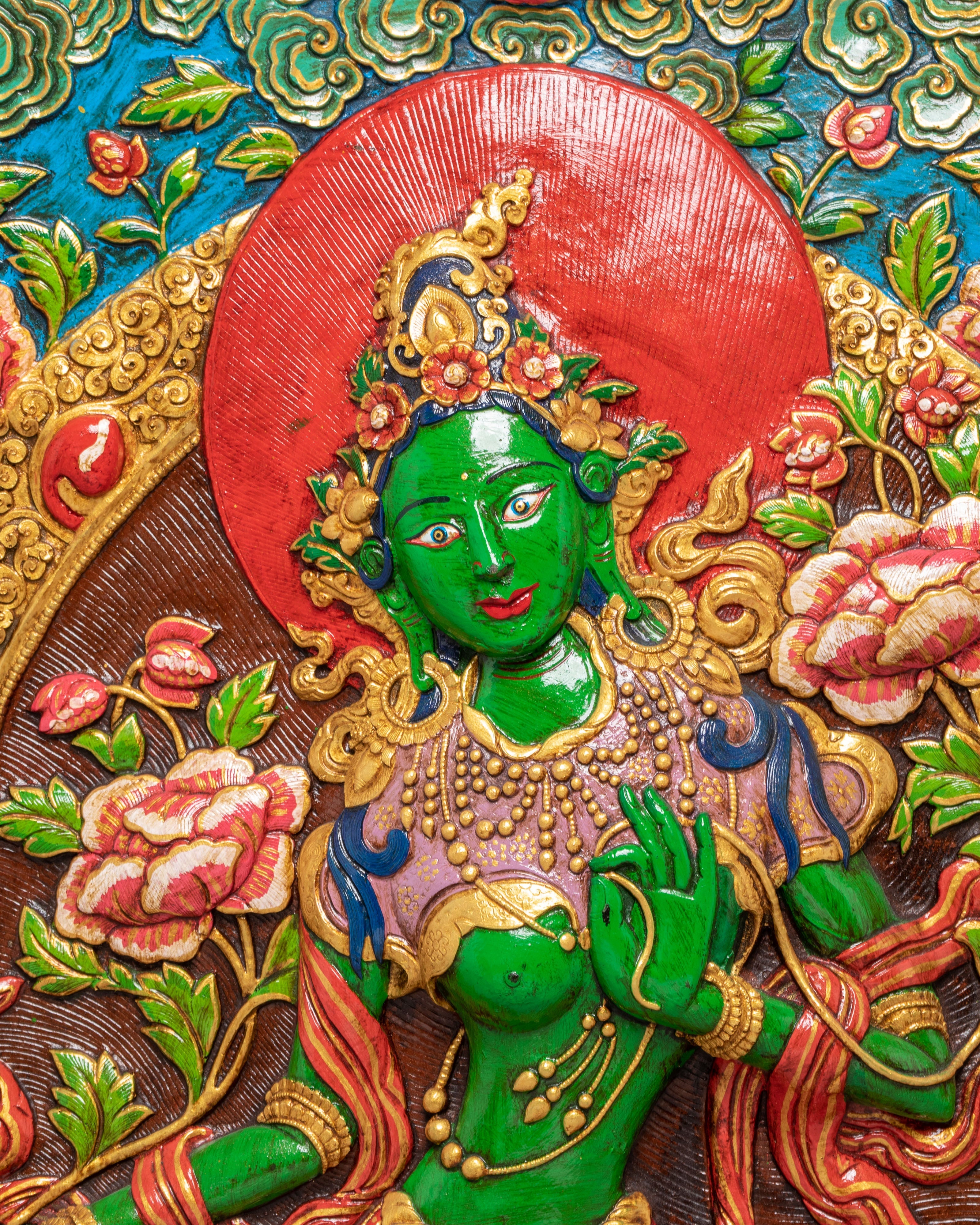 Handmade White Tara Thangka Wall Hanging | Tibetan Buddhist Goddess Art