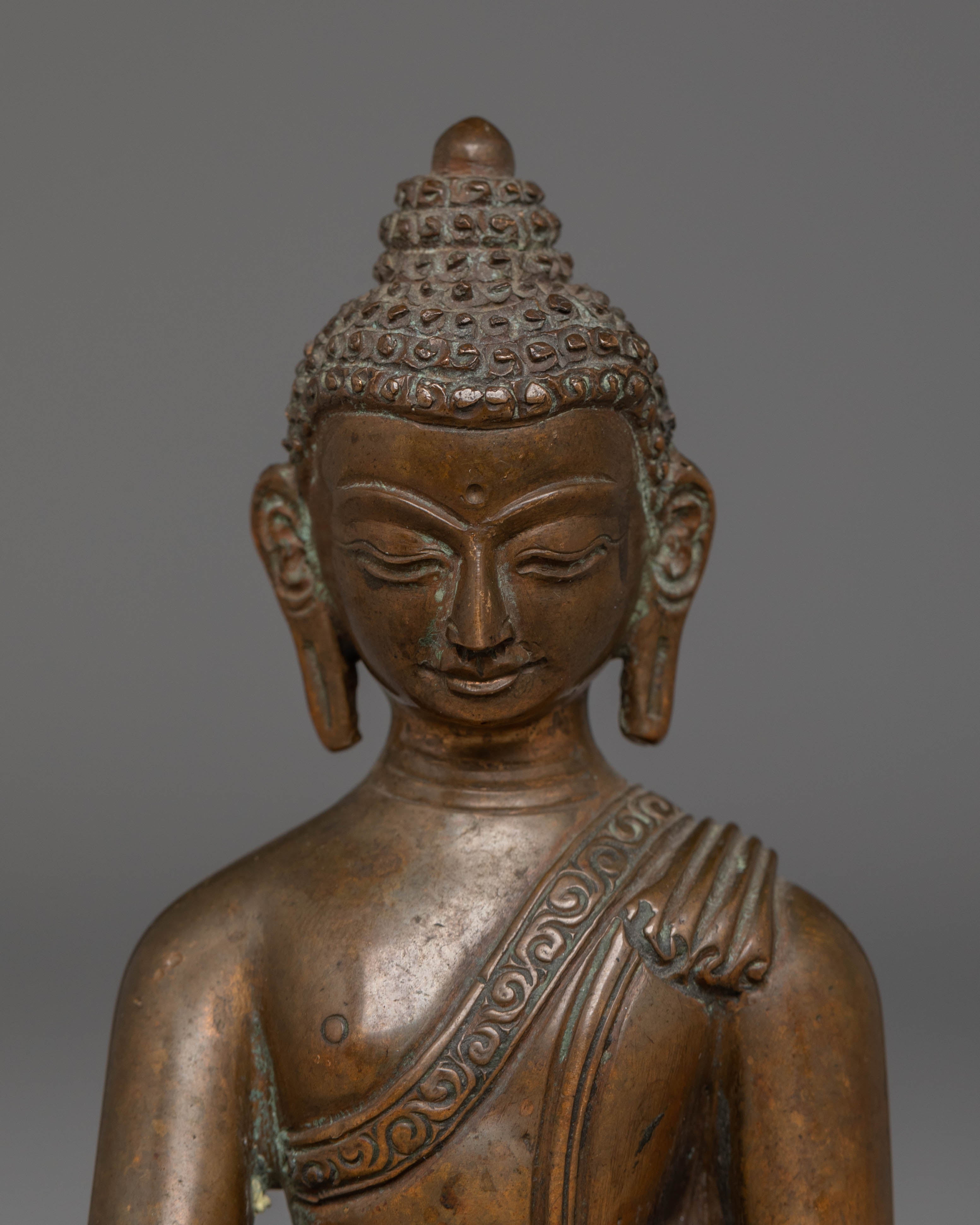 Oxidized Copper Statue of Shakyamuni Buddha | Symbol of Enlightenment