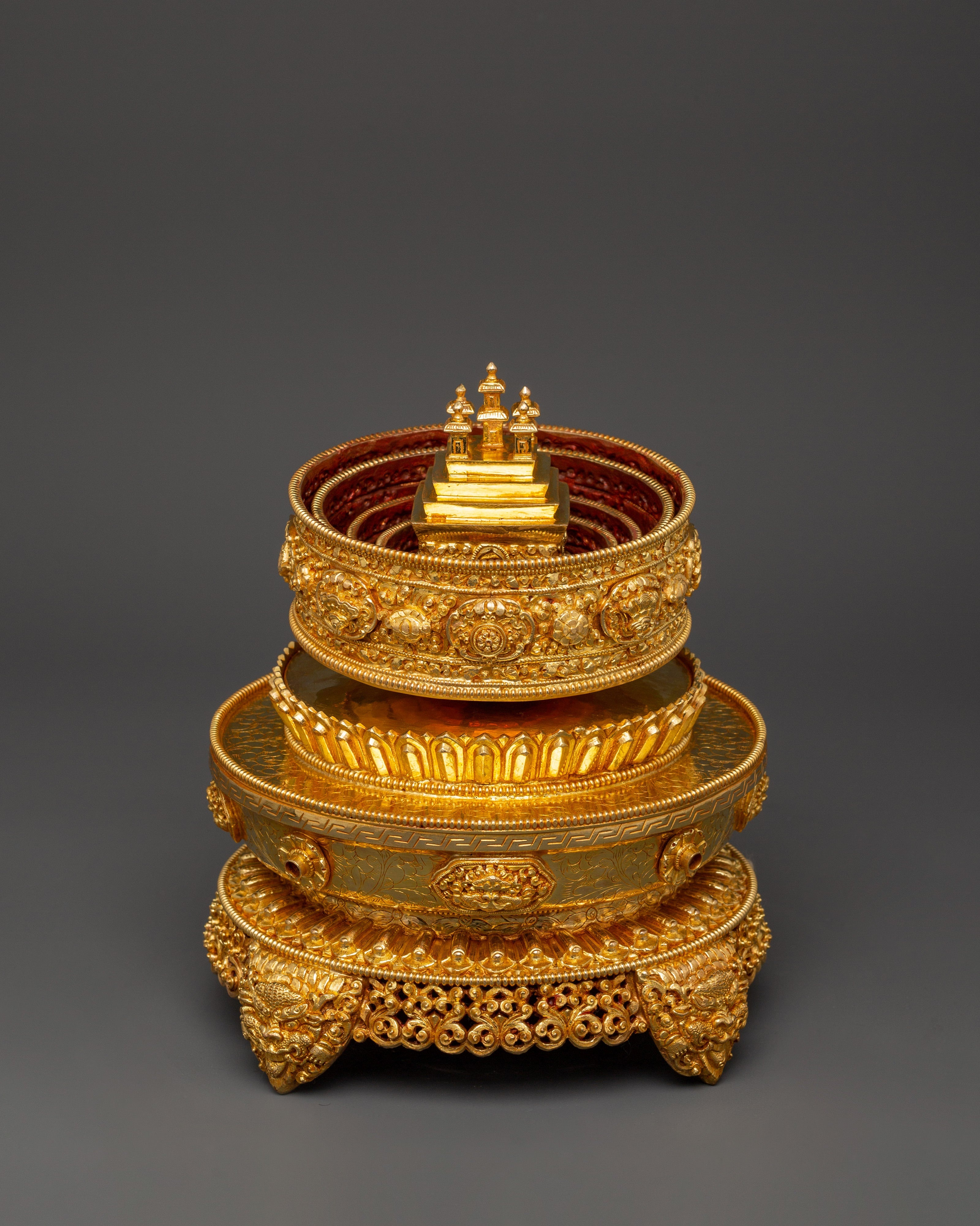 Sacred Mandala Copper Ritual Item | Gold-Plated Meditation Tool