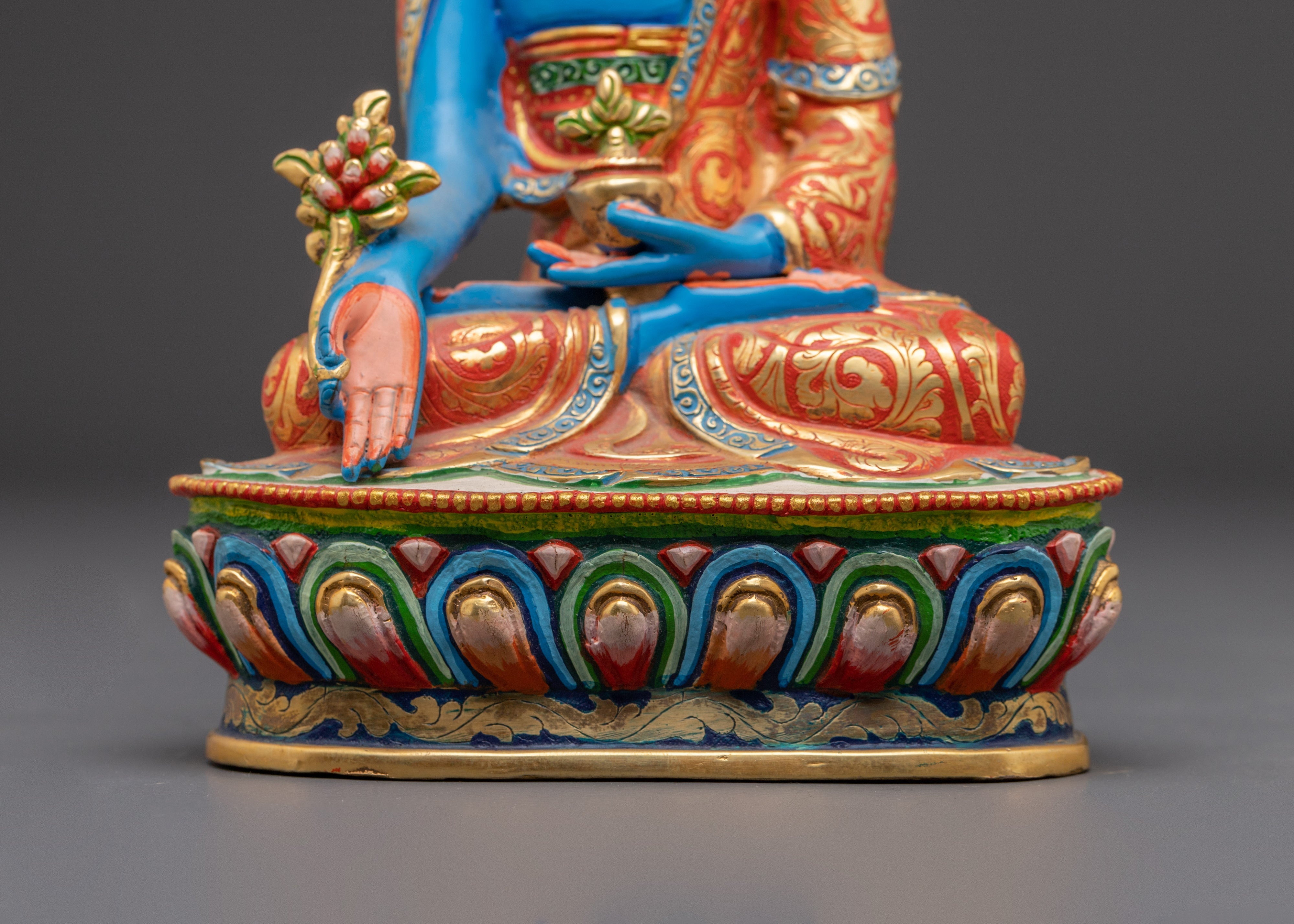 Handcrafted Medicine Buddha Sculpture | Tibetan Healing Statue
