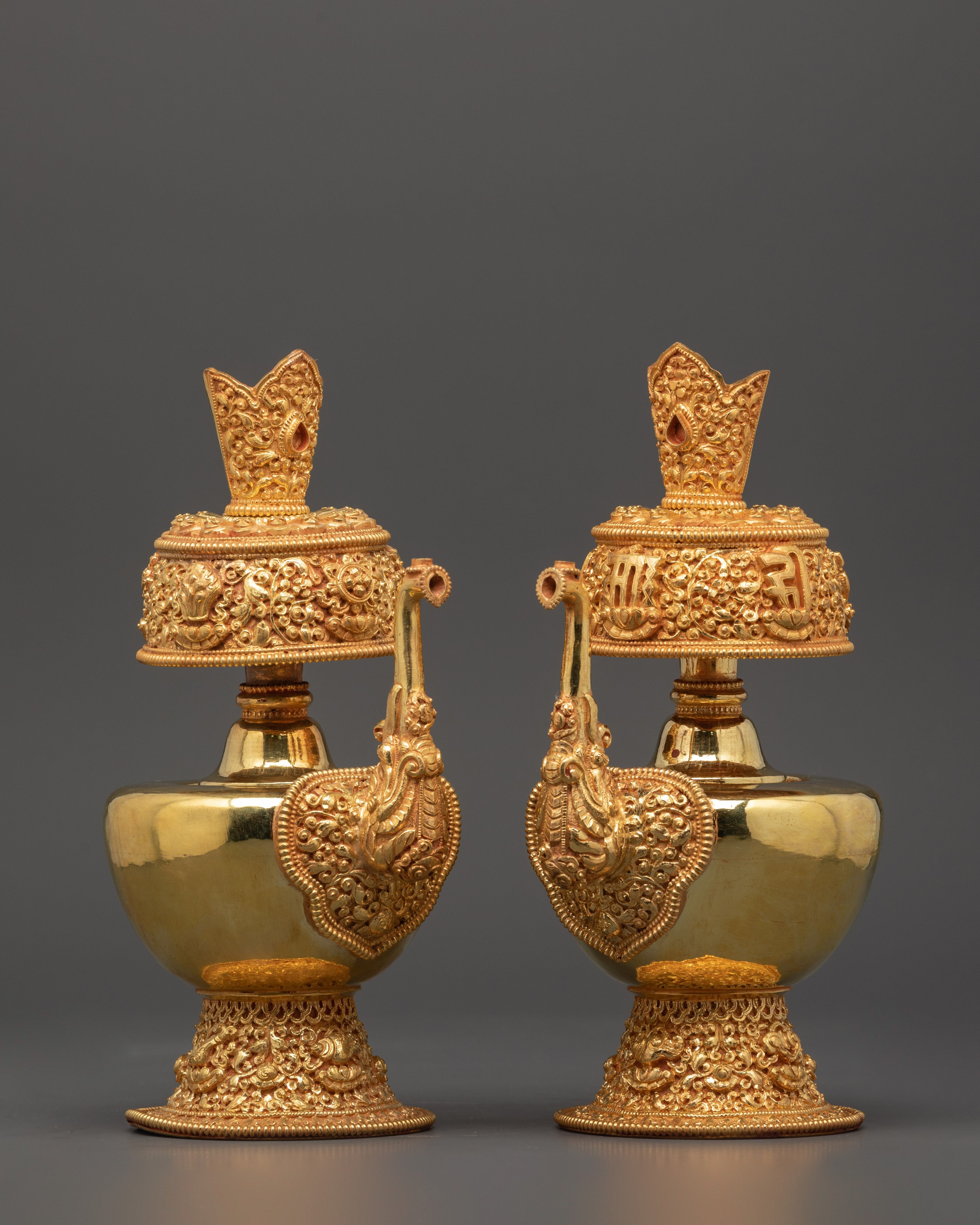 Large Gold-Plated Tibetan Bhumba Ritual Set 