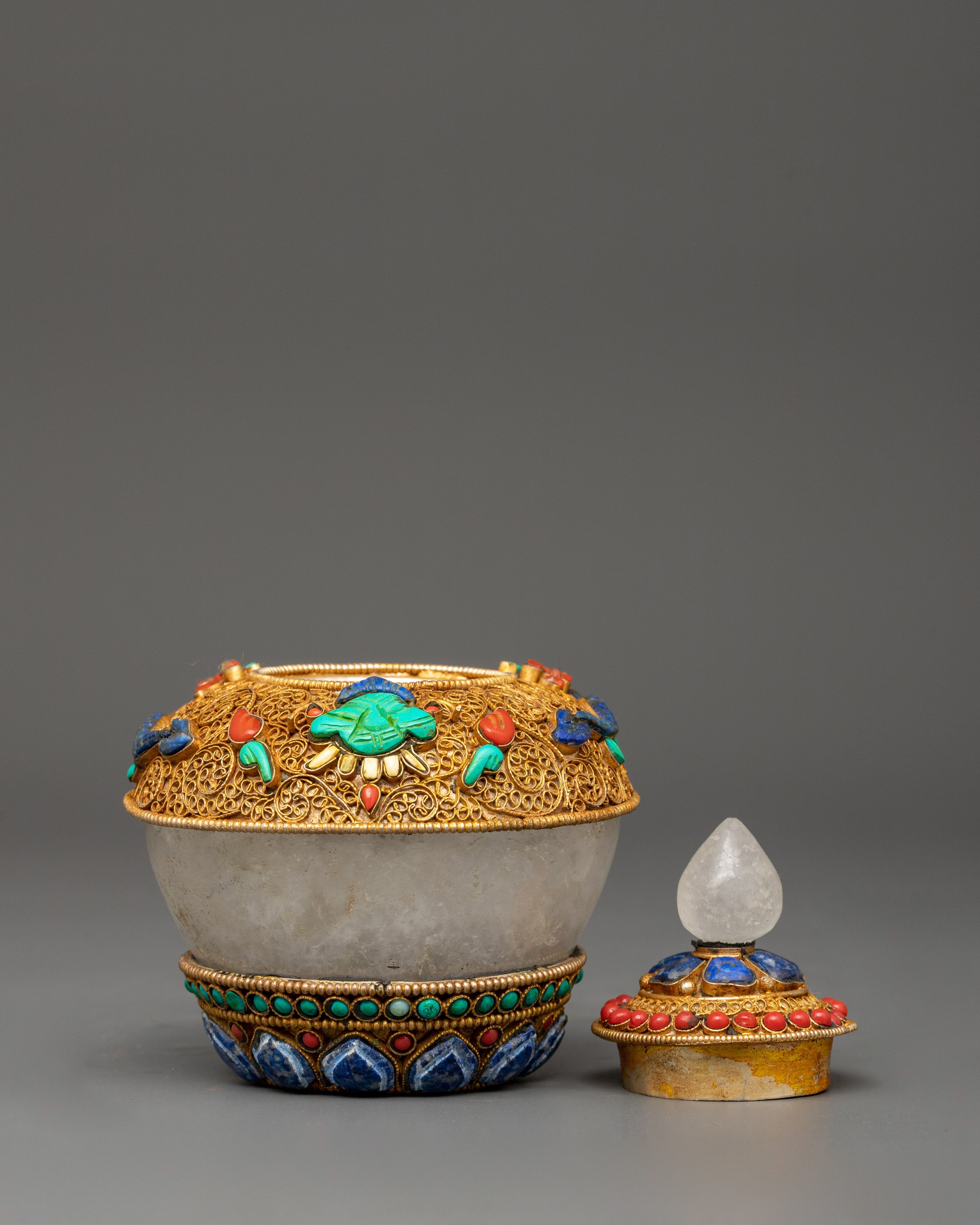 Altar Dhupur Rice Pot | Handcrafted Copper Pot with Crystal