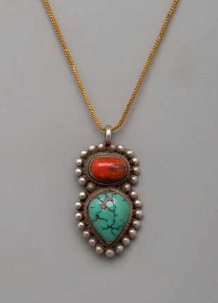 Sterling Silver Pendant with Coral