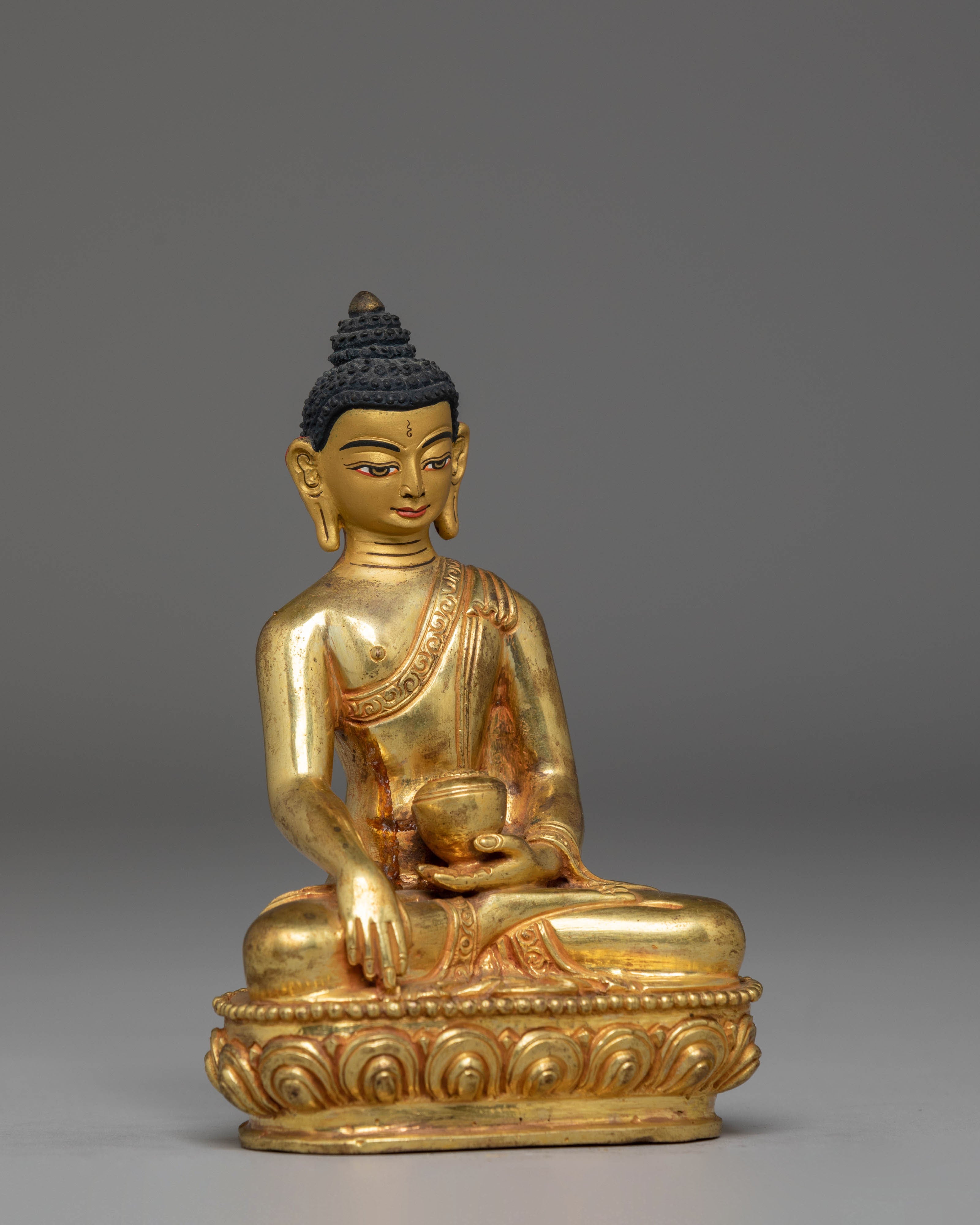 Gold Plated Statue of Shakyamuni Buddha | Gautama Buddha Artwork