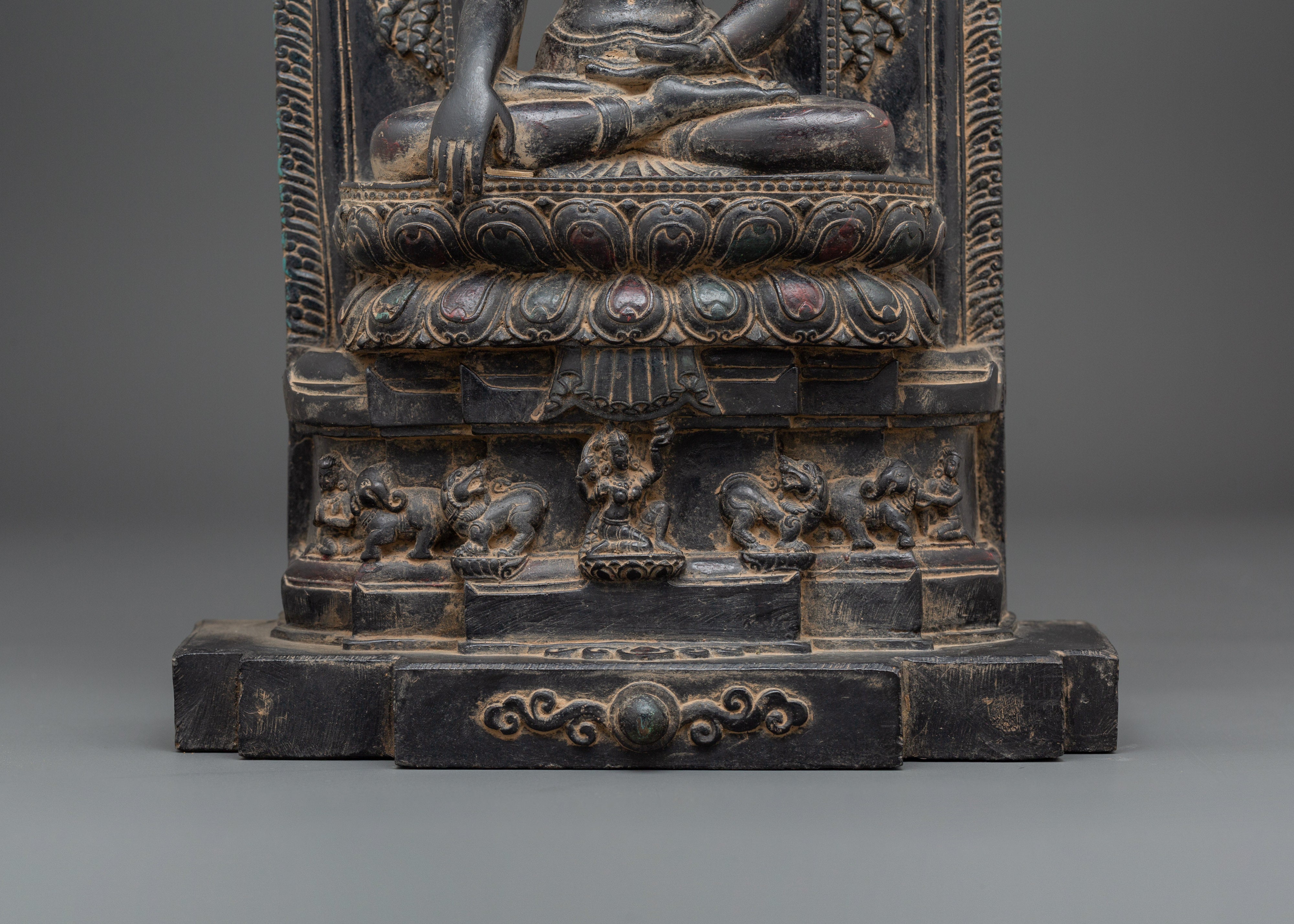 Shakyamuni Buddha on Throne Statue | Spiritual Home Decor