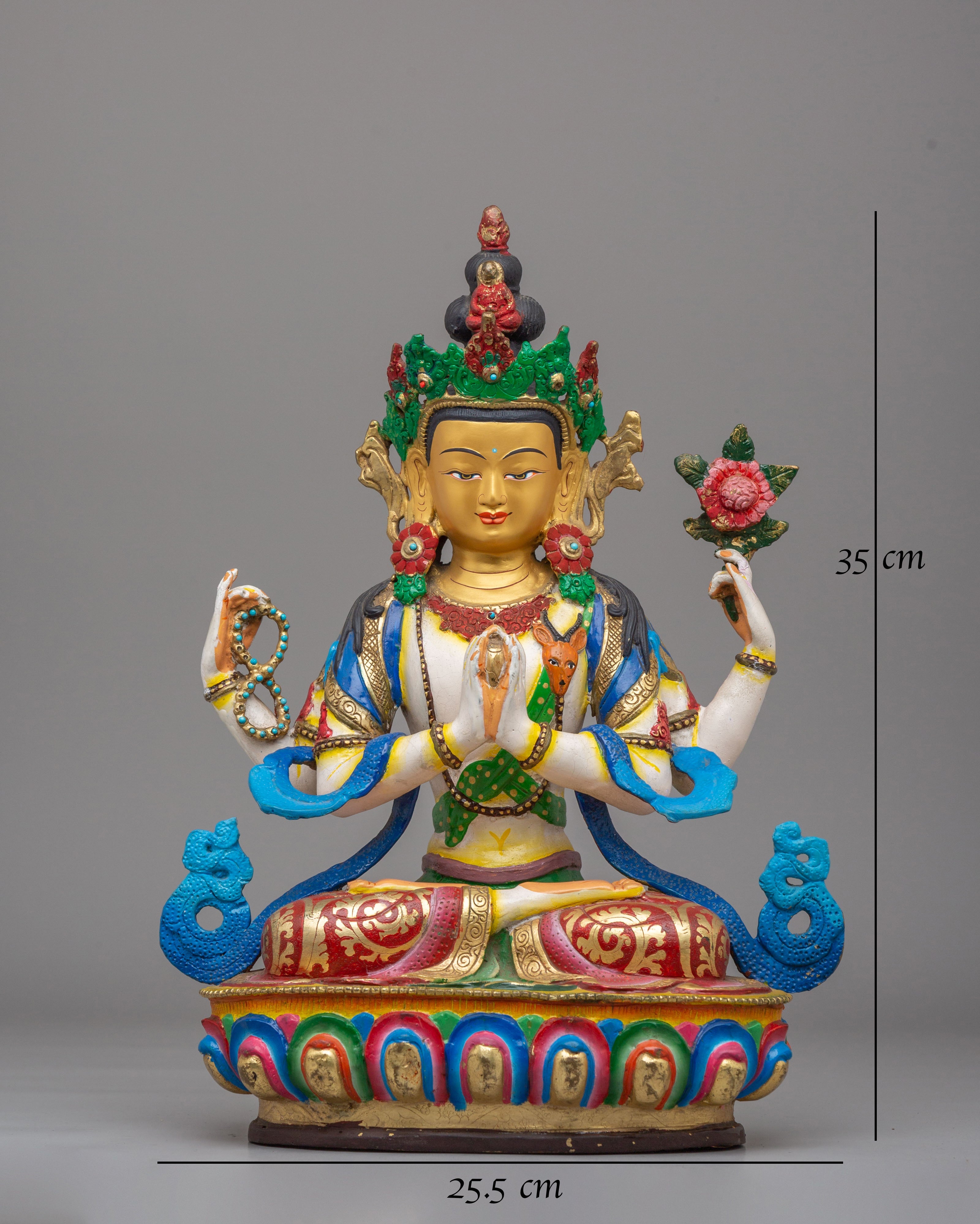 Handcrafted Compassion Chenrezig Statue | Tibetan Bodhisattva Art