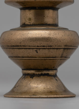 Traditional Tibetan Inkpot | Bronze and Wood Writing Tool for Rituals and Decor