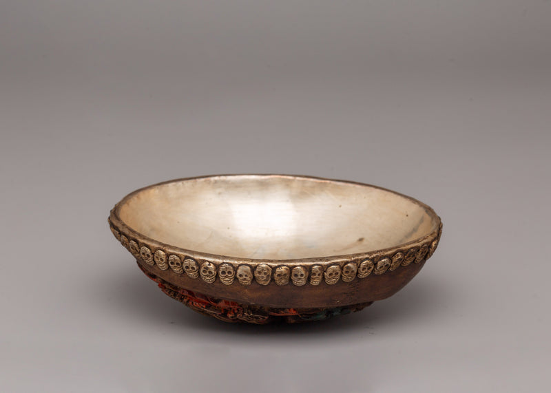 Tibetan Kapala Ritual Bowl | Spiritual Artifact for Rituals and Offerings