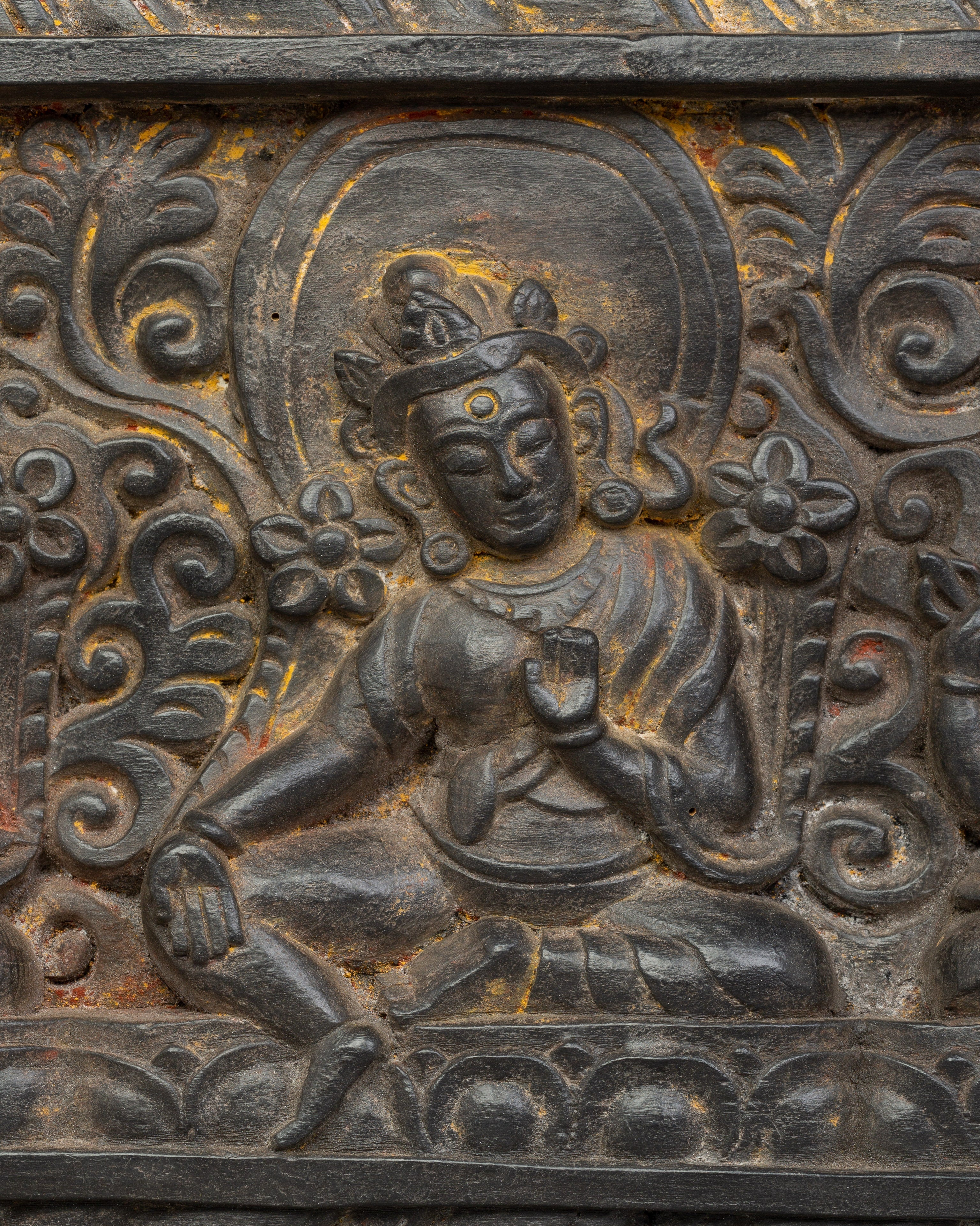 Carved Wooden Sutra Cover | Traditional Art