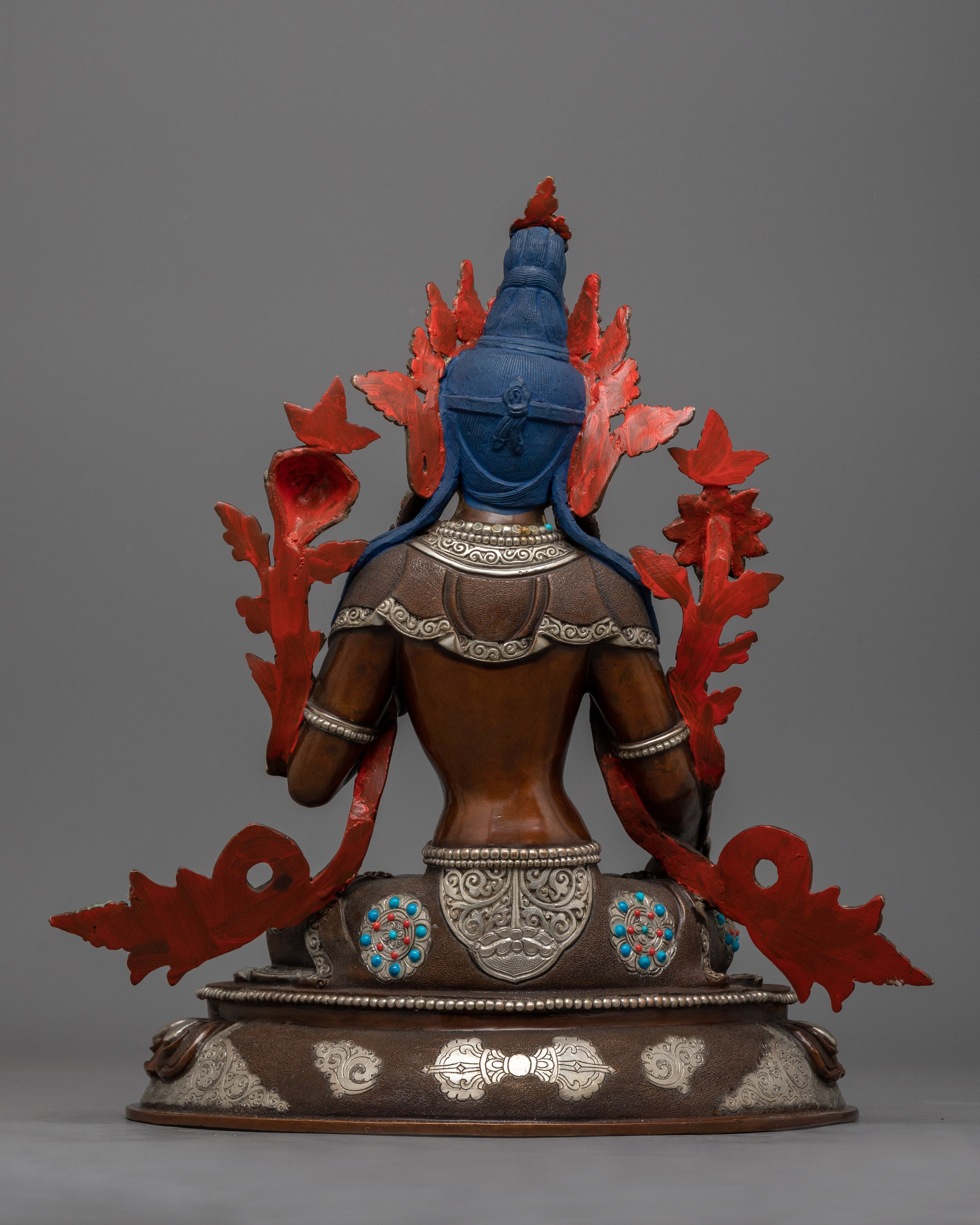 Compassionate White Tara Statue | Copper Body and Gold Face Buddhist Sculpture