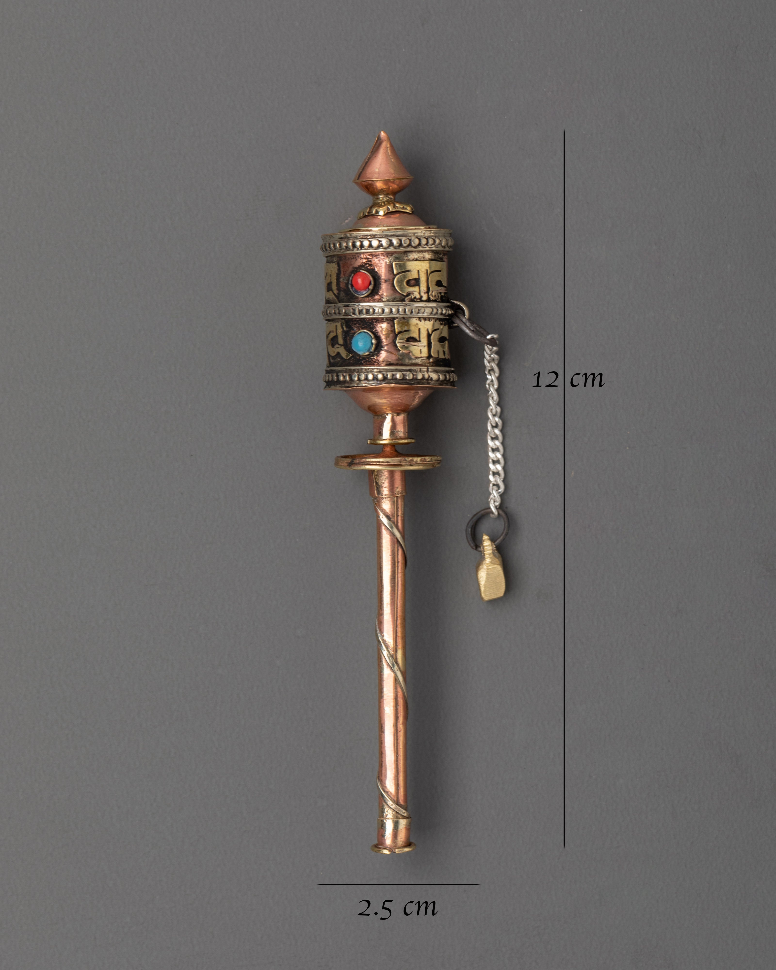 Traditional Tibetan Sacred Prayer Wheel | Handcrafted Copper and Brass Spinner