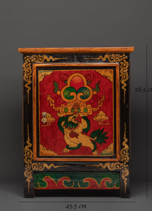 Handcrafted Tibetan Wooden Cabinet | Intricate Handcarving
