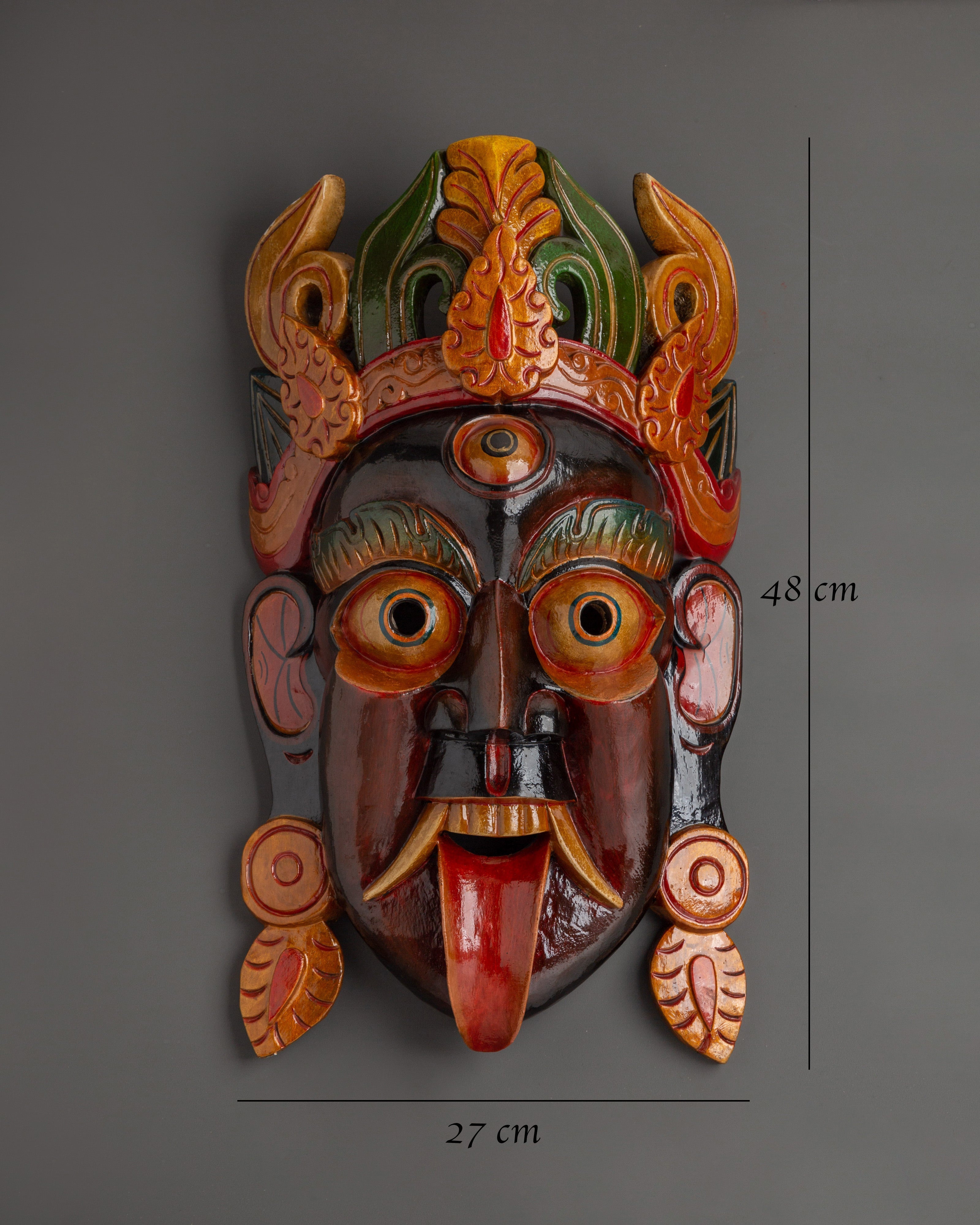 Kali Mask Wall Hanging | Handcarved Fierce Goddess Wall Art