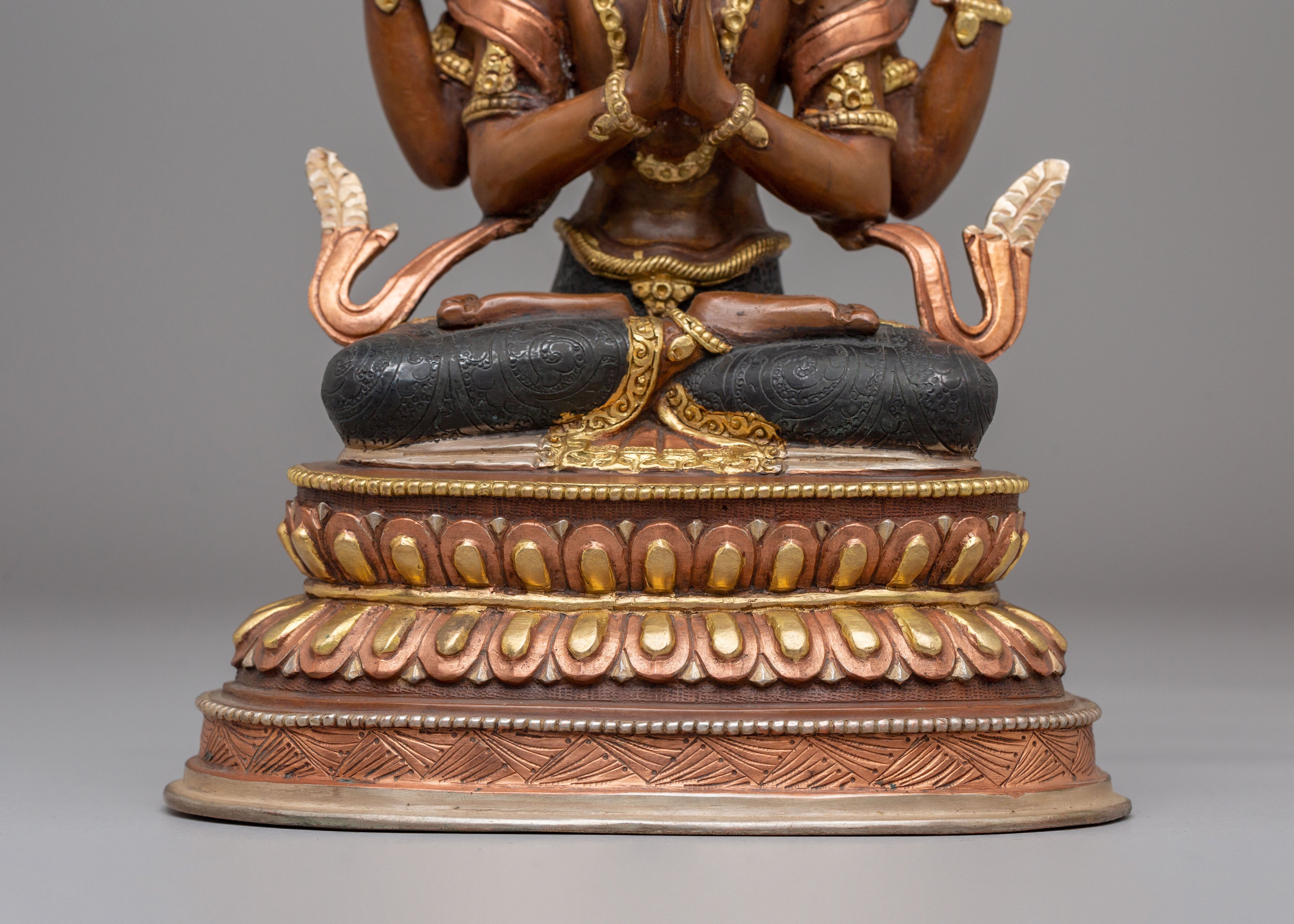 Chenresig Copper Handmade Statue | Traditional Tibetan Artwork