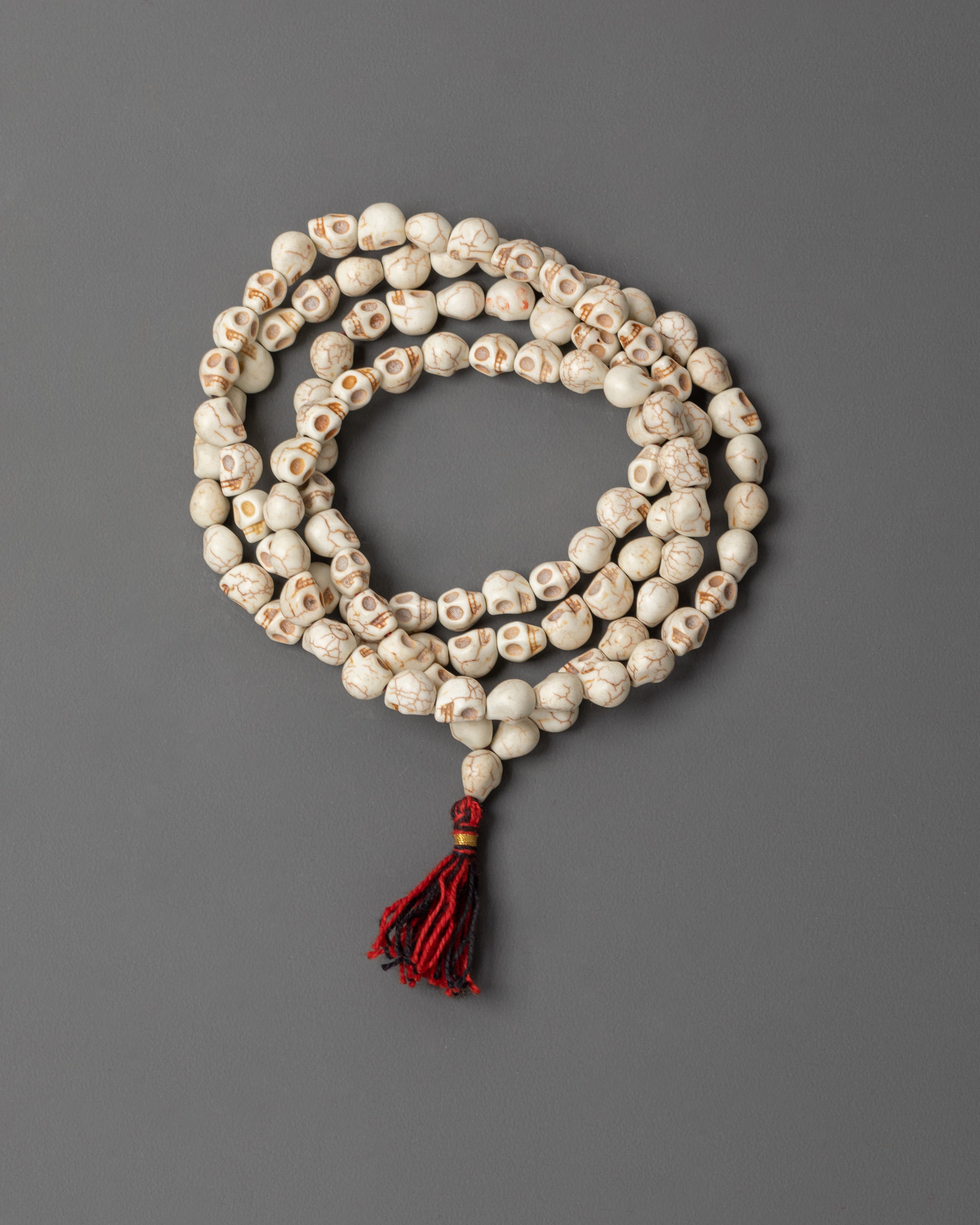 Sacred Buddhist Meditation Mala With Skull Design | 108 Prayer Beads