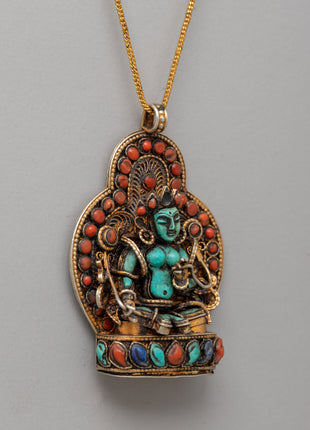 Gold-plated Turquoise Coral Pendant | Spiritual Jewelry