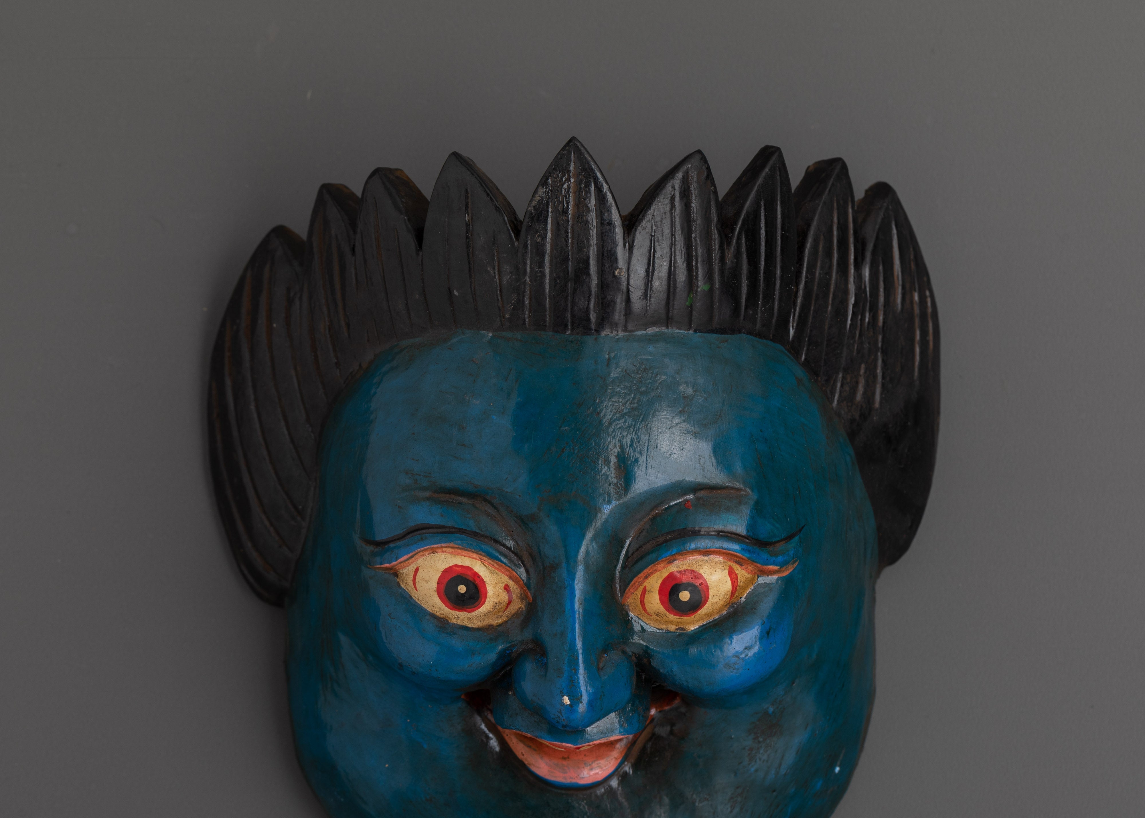 Folk Art Wooden Mask | Handcrafted Painted Wood Wall Decor
