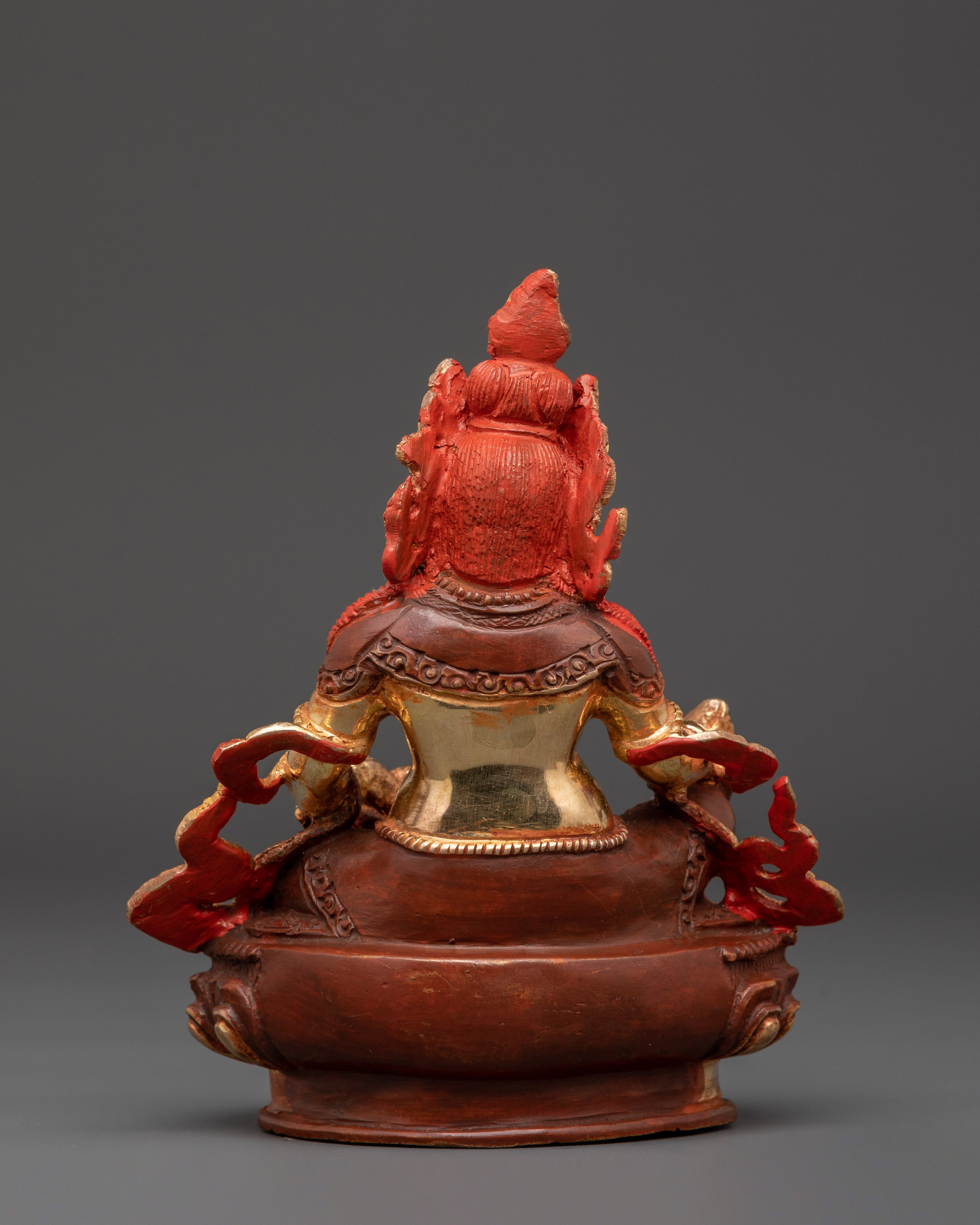 Handcrafted Dzambhala Wealth Deity Statue | Tibetan Gold Plated Copper Figurine